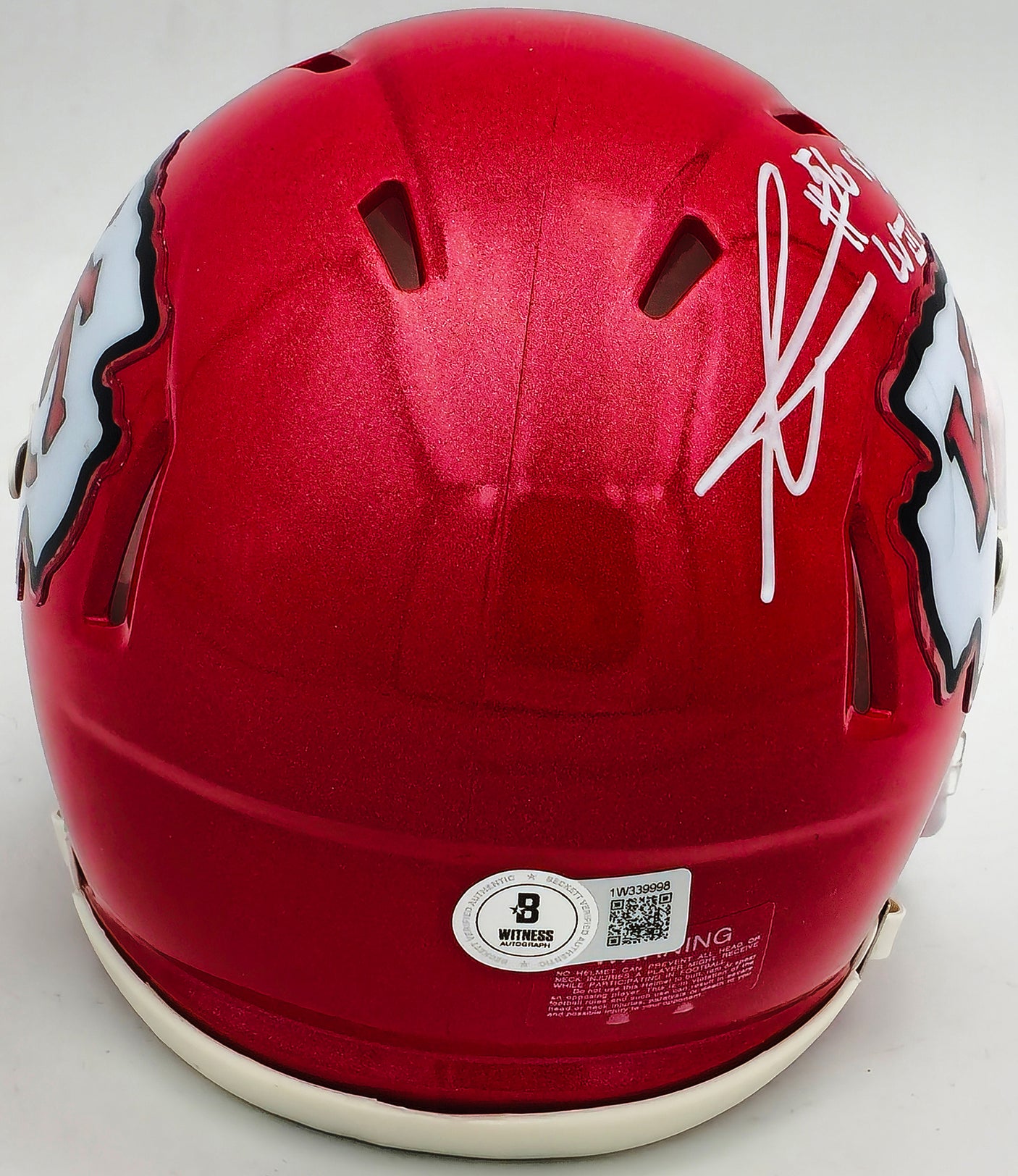 George Karlaftis Autographed Kansas City Chiefs Red Speed Mini Helmet "SB LVII LVIII Champs" Beckett BAS Witness Stock #224842