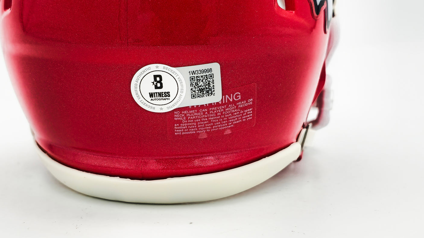 George Karlaftis Autographed Kansas City Chiefs Red Speed Mini Helmet "SB LVII LVIII Champs" Beckett BAS Witness Stock #224842