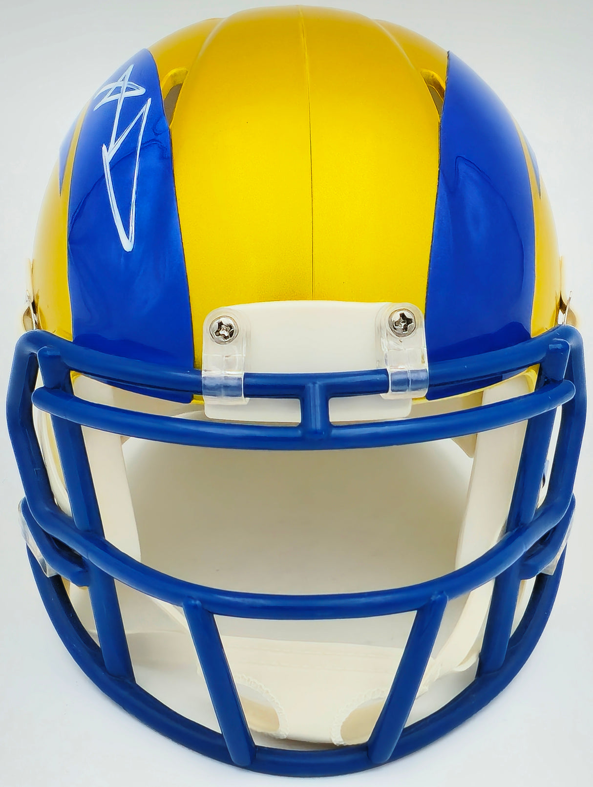 Aaron Donald Autographed Los Angeles Rams Flash Yellow Speed Mini Helmet Beckett BAS Witness Stock #224831