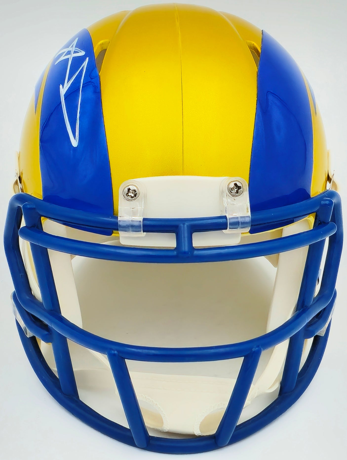 Aaron Donald Autographed Los Angeles Rams Flash Yellow Speed Mini Helmet Beckett BAS Witness Stock #224831