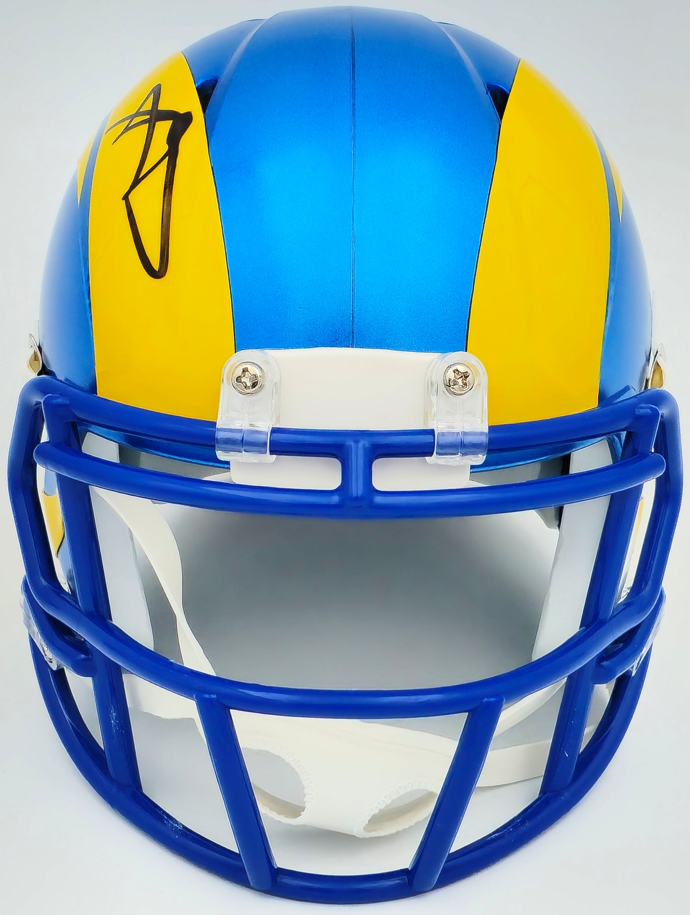 Aaron Donald Autographed Los Angeles Rams Blue Speed Mini Helmet Beckett BAS Witness Stock #224833