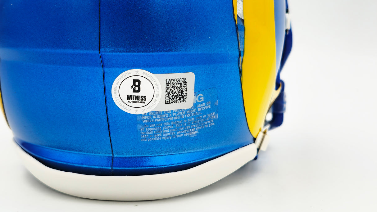 Aaron Donald Autographed Los Angeles Rams Blue Speed Mini Helmet Beckett BAS Witness Stock #224833