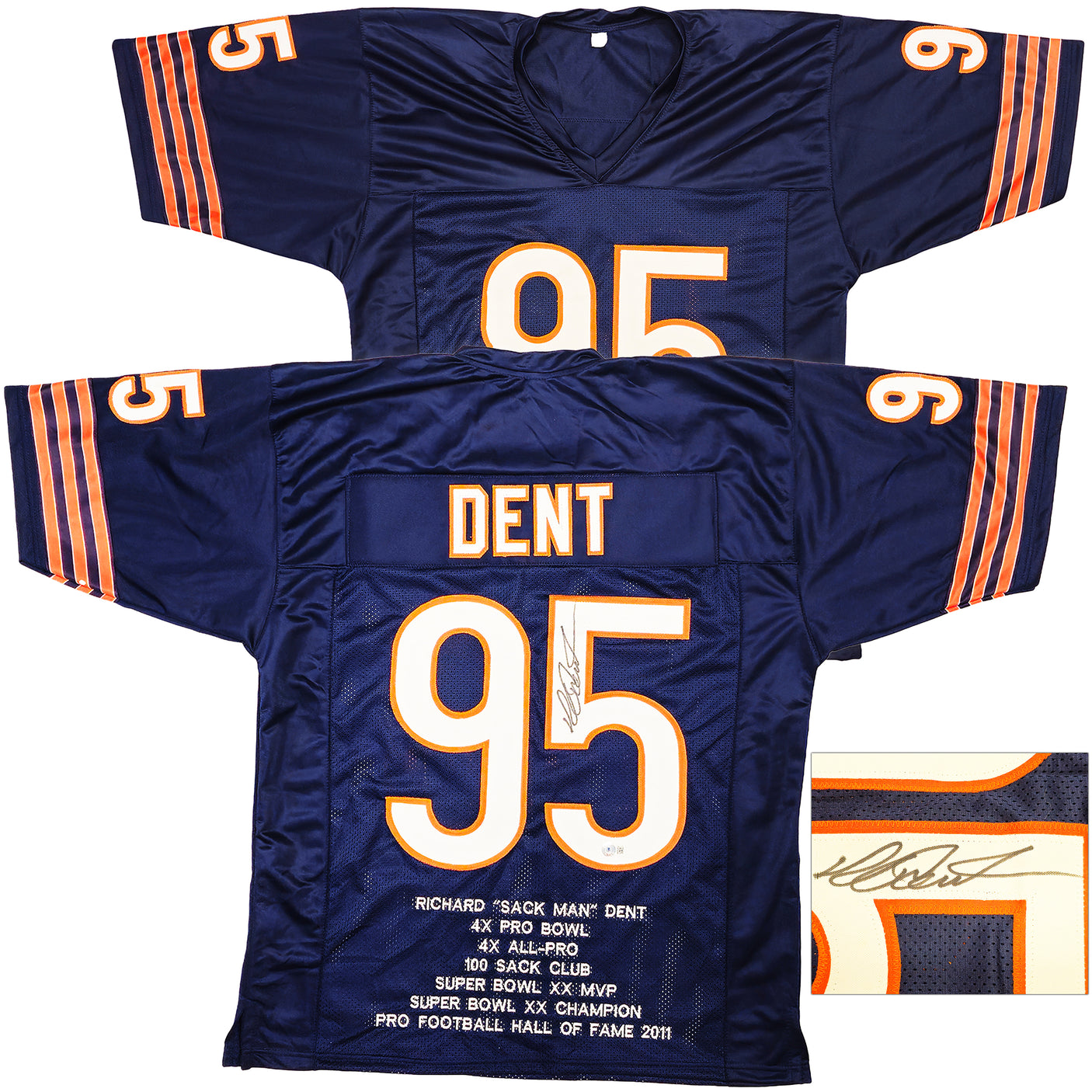 Chicago Bears Richard Dent Autographed Dark Blue Jersey With Stats Beckett BAS Witness Stock #224836