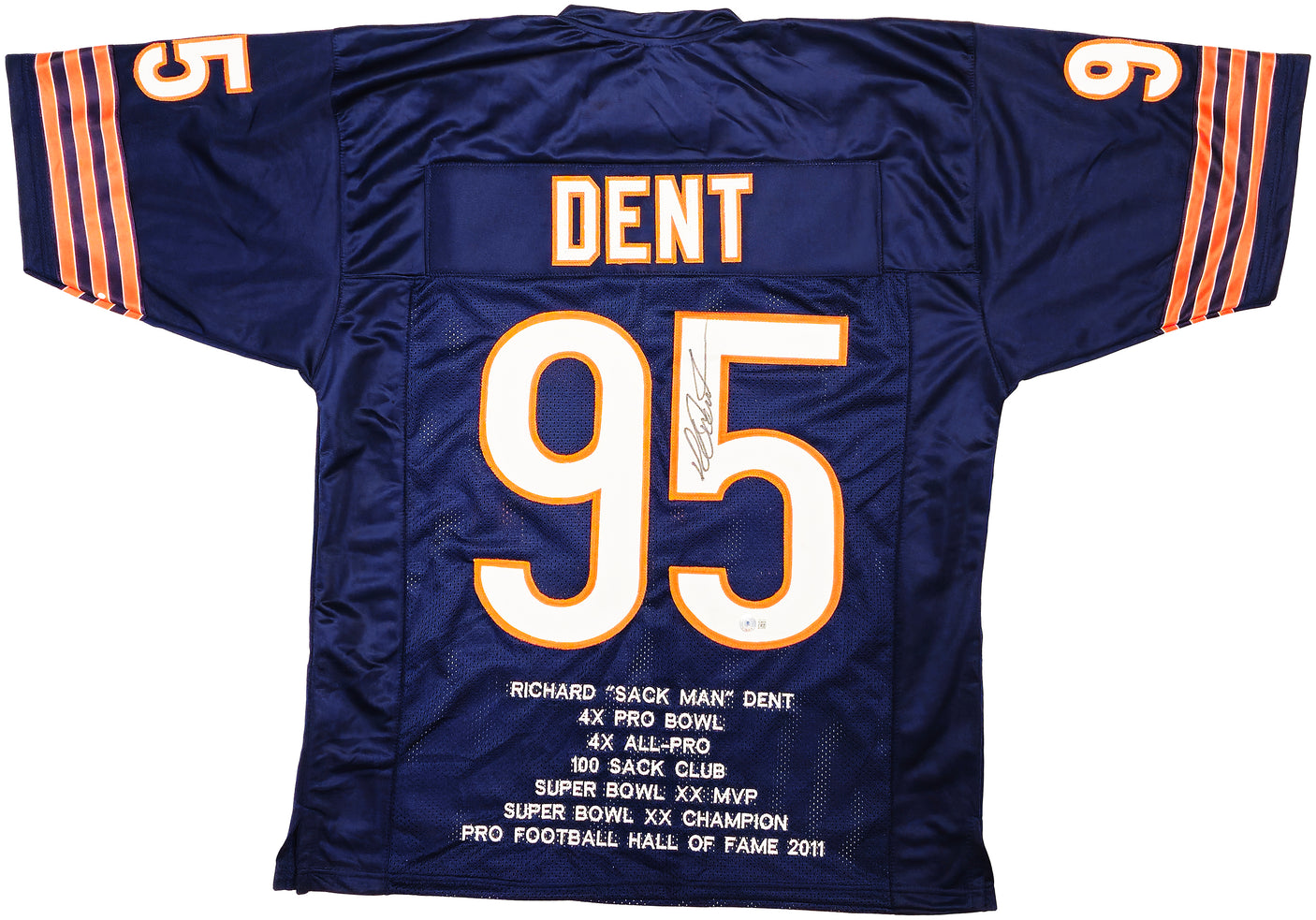 Chicago Bears Richard Dent Autographed Dark Blue Jersey With Stats Beckett BAS Witness Stock #224836