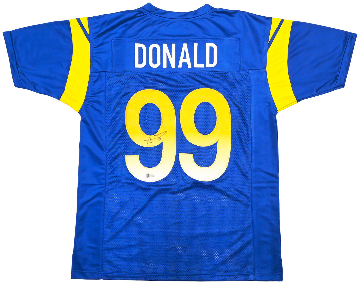 Los Angeles Rams Aaron Donald Autographed Blue Jersey Beckett BAS Witness Stock #224834
