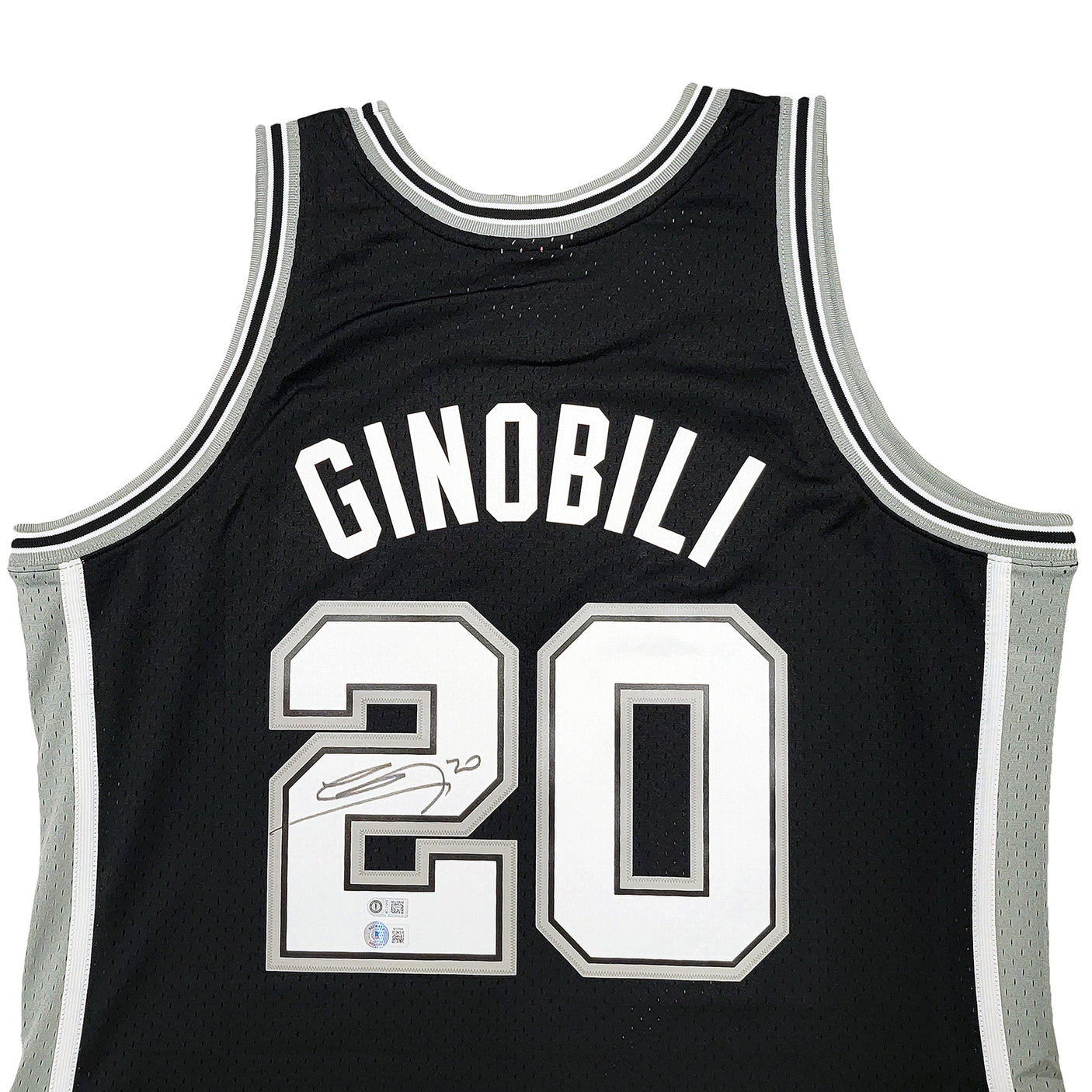 San Antonio Spurs Manu Ginobili Autographed Black Authentic Mitchell & Ness Swingman Jersey Size XL Beckett BAS Witness Stock #211905