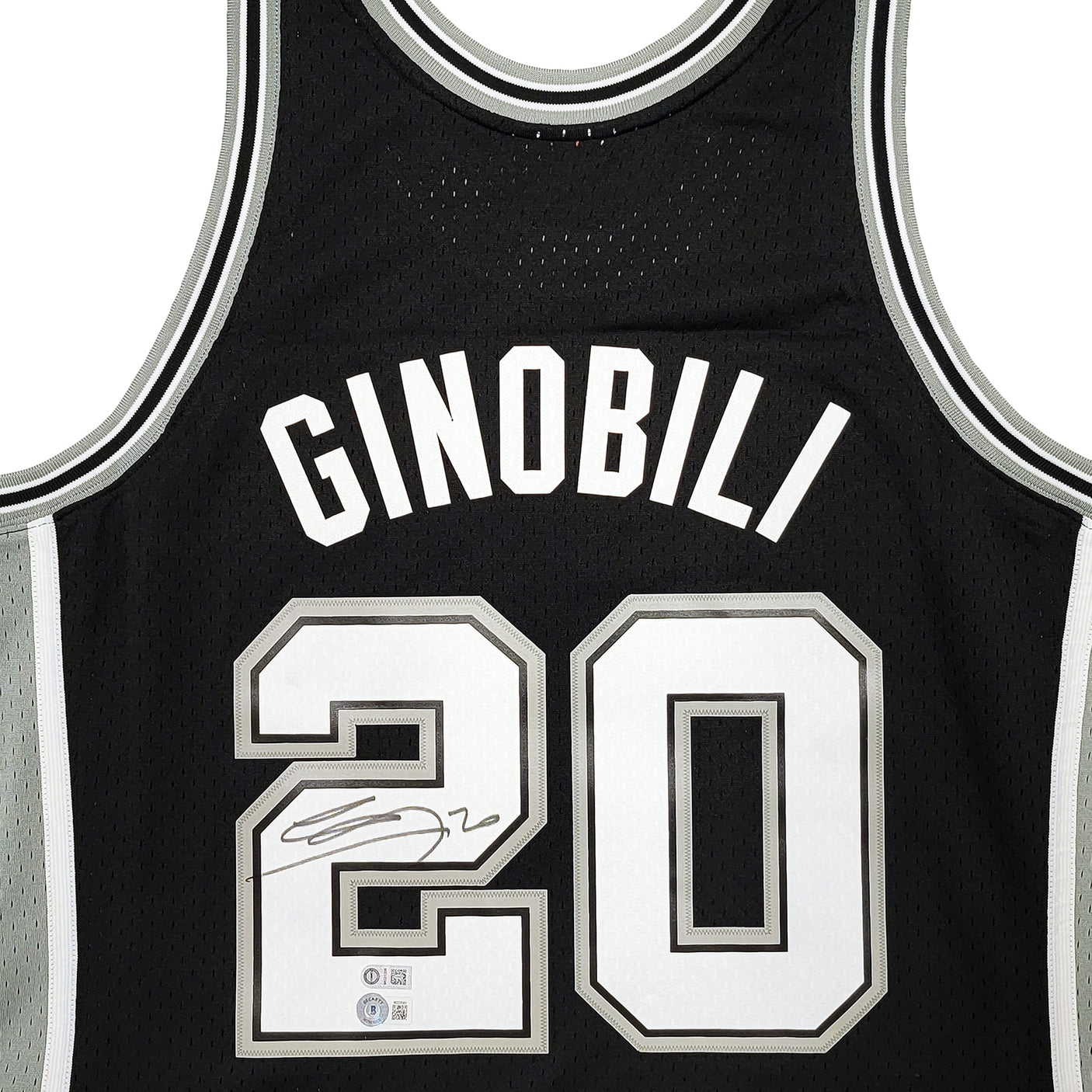 San Antonio Spurs Manu Ginobili Autographed Black Authentic Mitchell & Ness Swingman Jersey Size L Beckett BAS Witness Stock #211906
