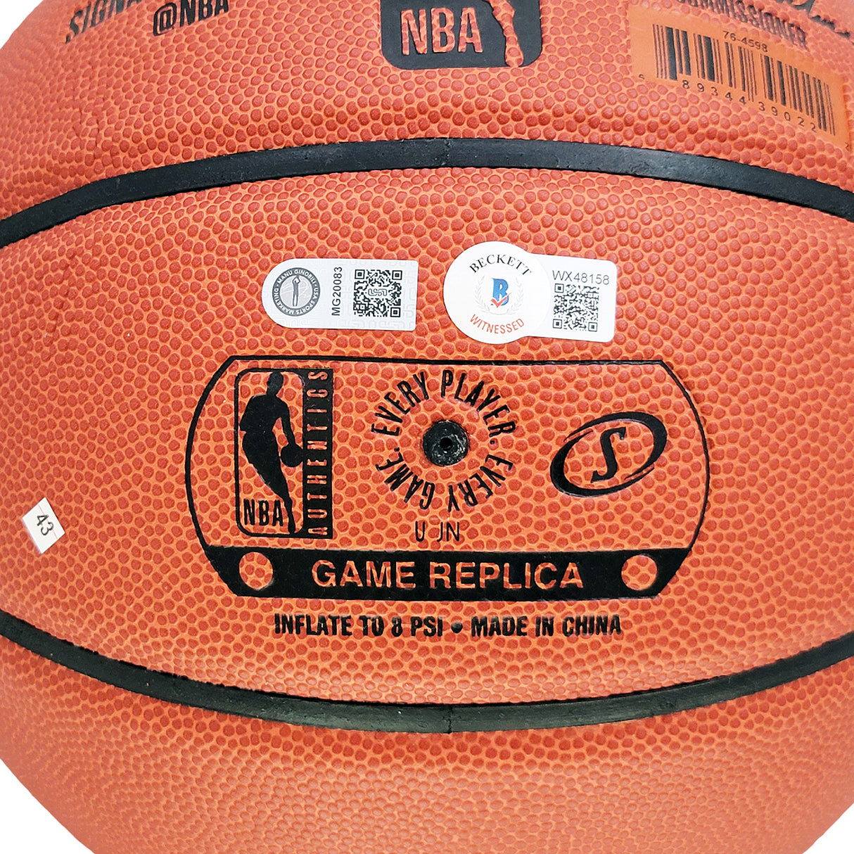 Manu Ginobili Autographed Official Spalding Signature Series Basketball San Antonio Spurs Beckett BAS Witness Stock #211904