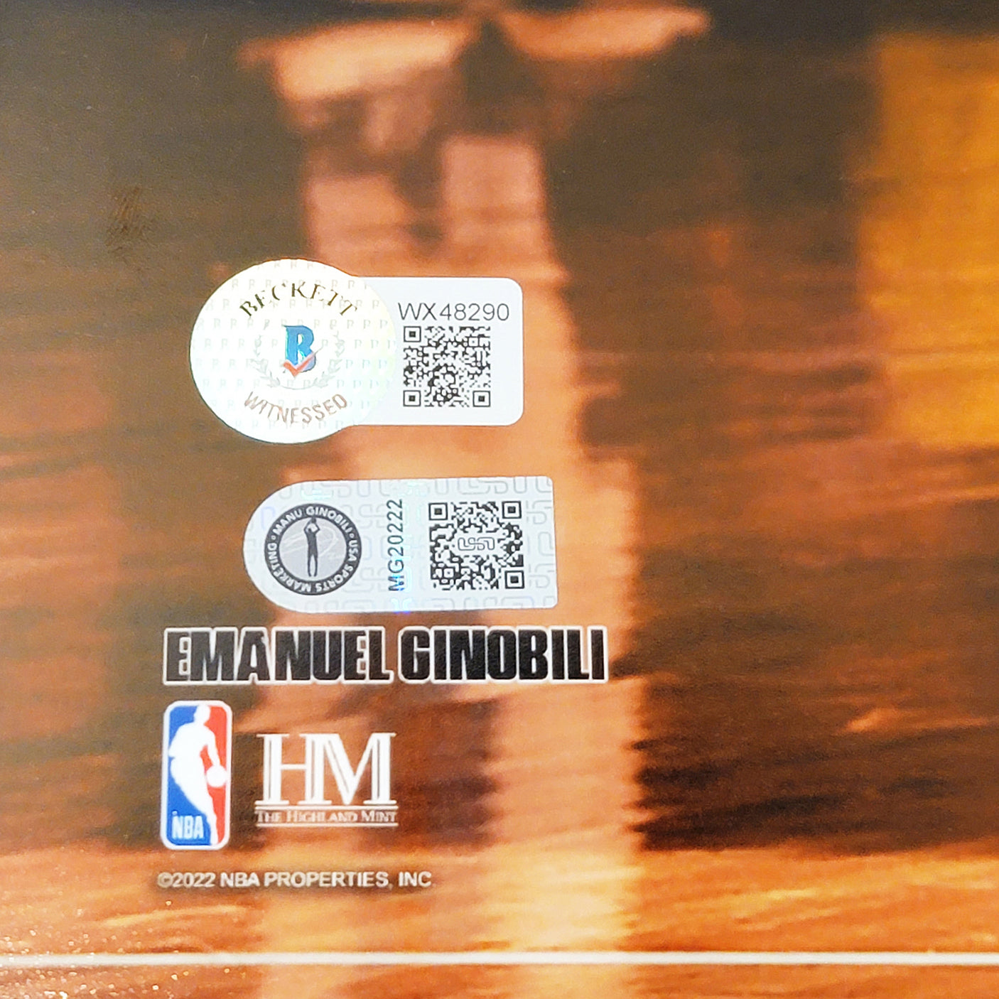 Manu Ginobili Autographed 16x20 Photo San Antonio Spurs Spotlight Signed In White Beckett BAS Witness Stock #211902