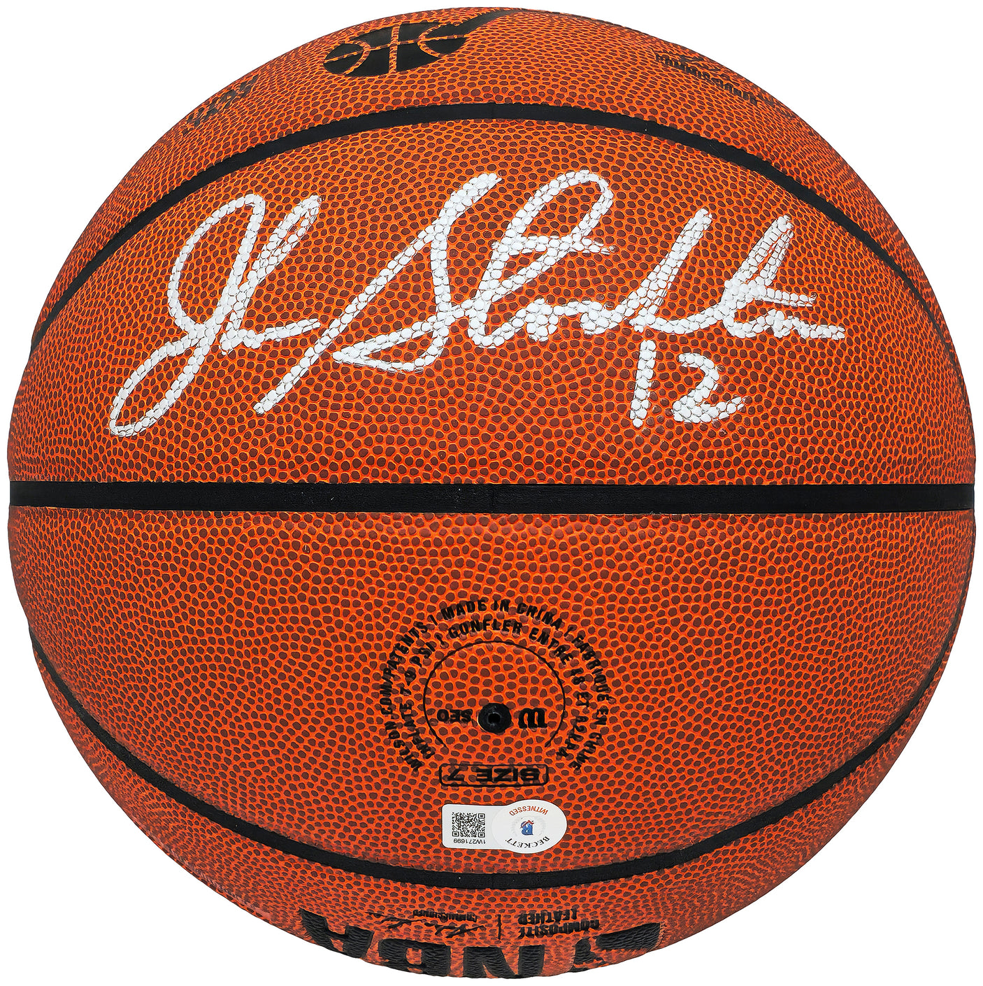 John Stockton Autographed Composite Leather Utah Jazz Logo Basketball Beckett BAS Witness Stock #224366