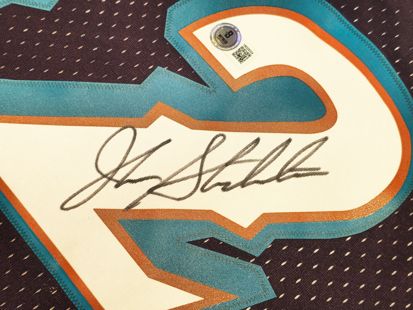 Utah Jazz John Stockton Autographed Purple Authentic Mitchell & Ness 1996-97 Hardwood Classic Swingman Road Jersey Size XL Beckett BAS Witness Stock #224347