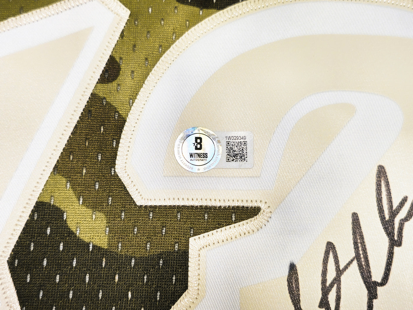 Utah Jazz John Stockton Autographed Green Authentic Mitchell & Ness 1998-99 Hardwood Classic Swingman Ghost Camo Jersey Size XXL Beckett BAS Witness Stock #224350