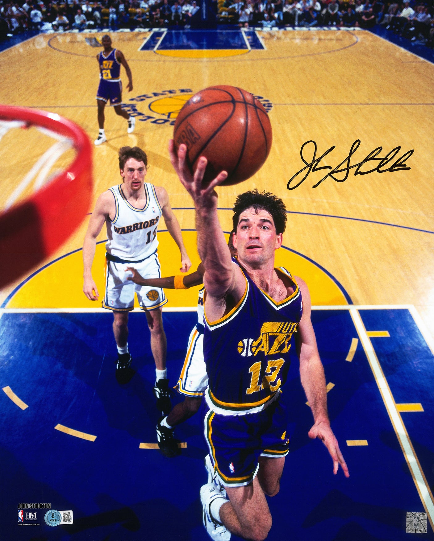 John Stockton Autographed 16x20 Photo Utah Jazz Beckett BAS Witness Stock #224364