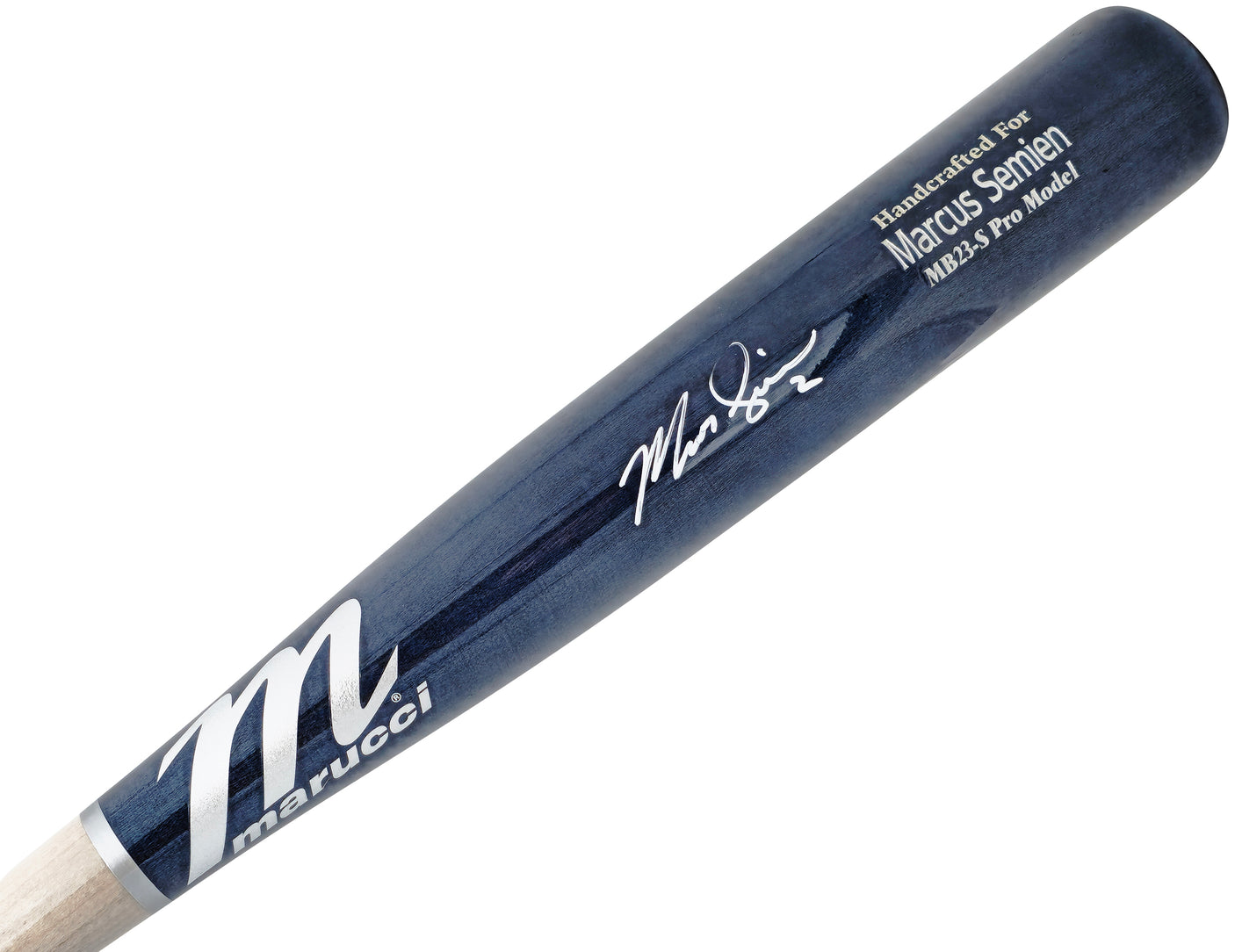 Marcus Semien Autographed Navy & Grey Marucci Player Model Baseball Bat Texas Rangers Beckett BAS Witness Stock #224402
