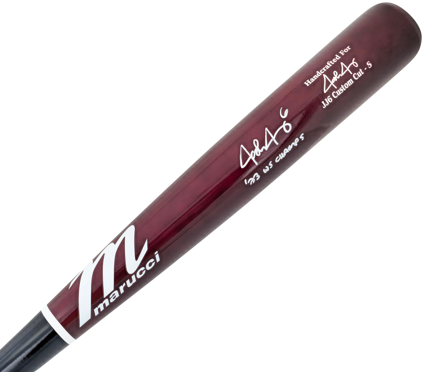 Josh Jung Autographed Maroon & Navy Marucci Player Model Baseball Bat Texas Rangers "23 WS Champs" Beckett BAS Witness Stock #224406