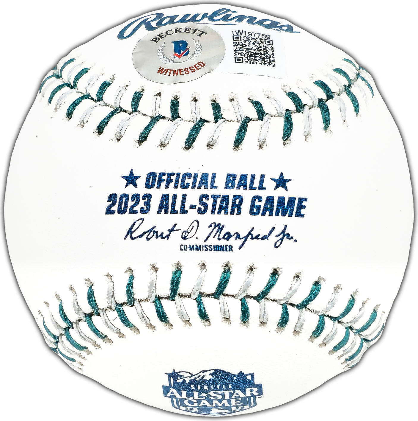 Josh Jung Autographed Official 2023 All Star Game Logo Game Baseball Texas Rangers "Rookie AS Game" Beckett BAS Witness Stock #224411