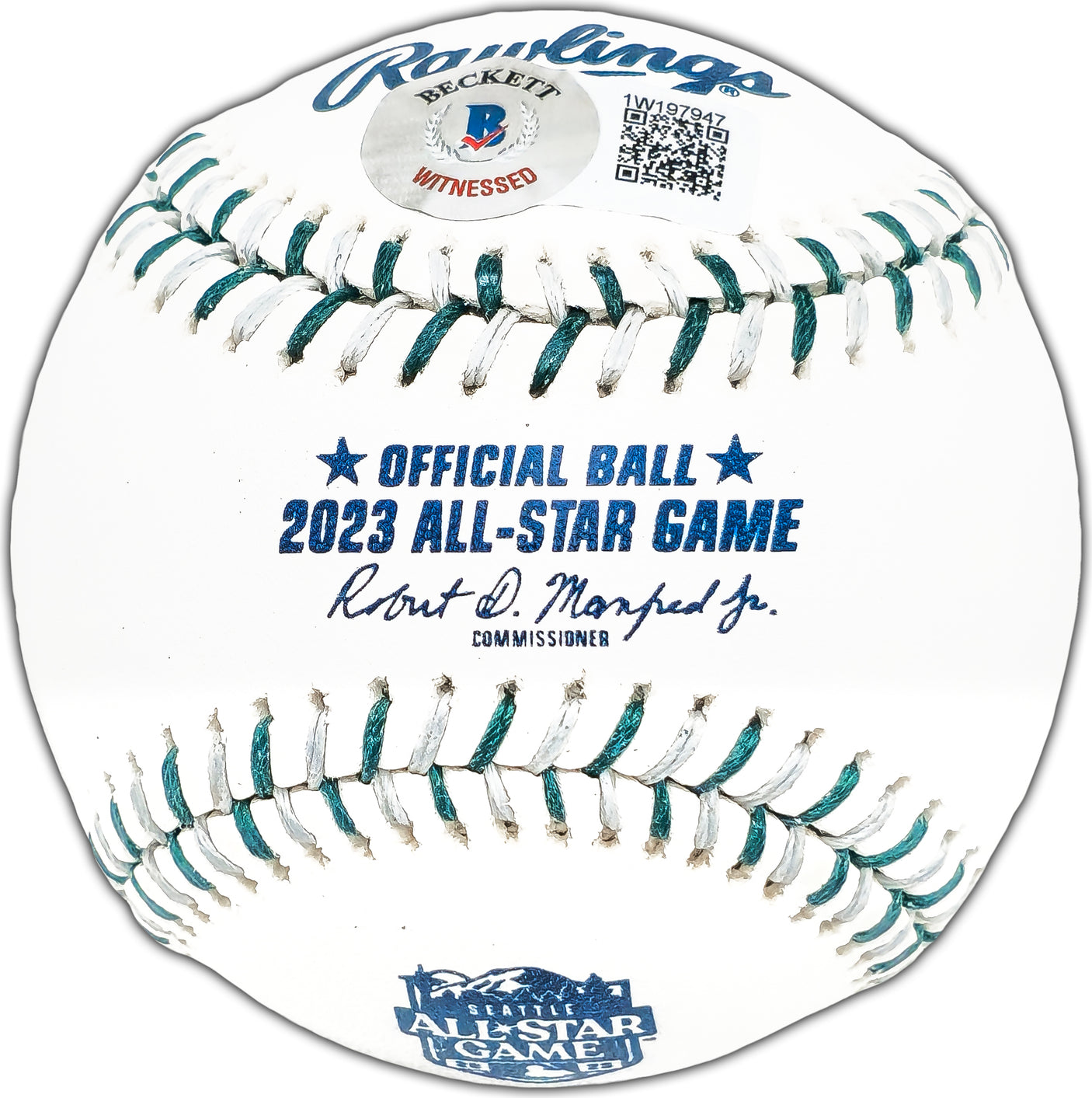 Marcus Semien Autographed Official 2023 All Star Game Logo Game Baseball Texas Rangers Beckett BAS Witness Stock #224413