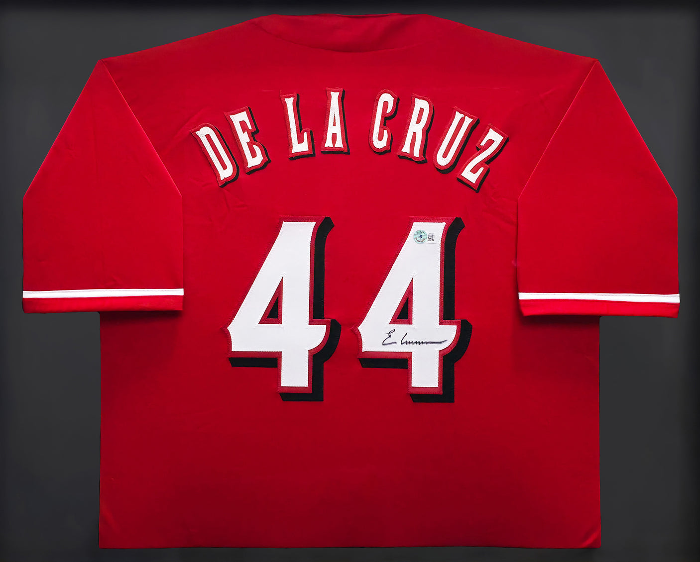 Cincinnati Reds Elly De La Cruz Autographed Framed Red Jersey Beckett BAS QR Stock #239066