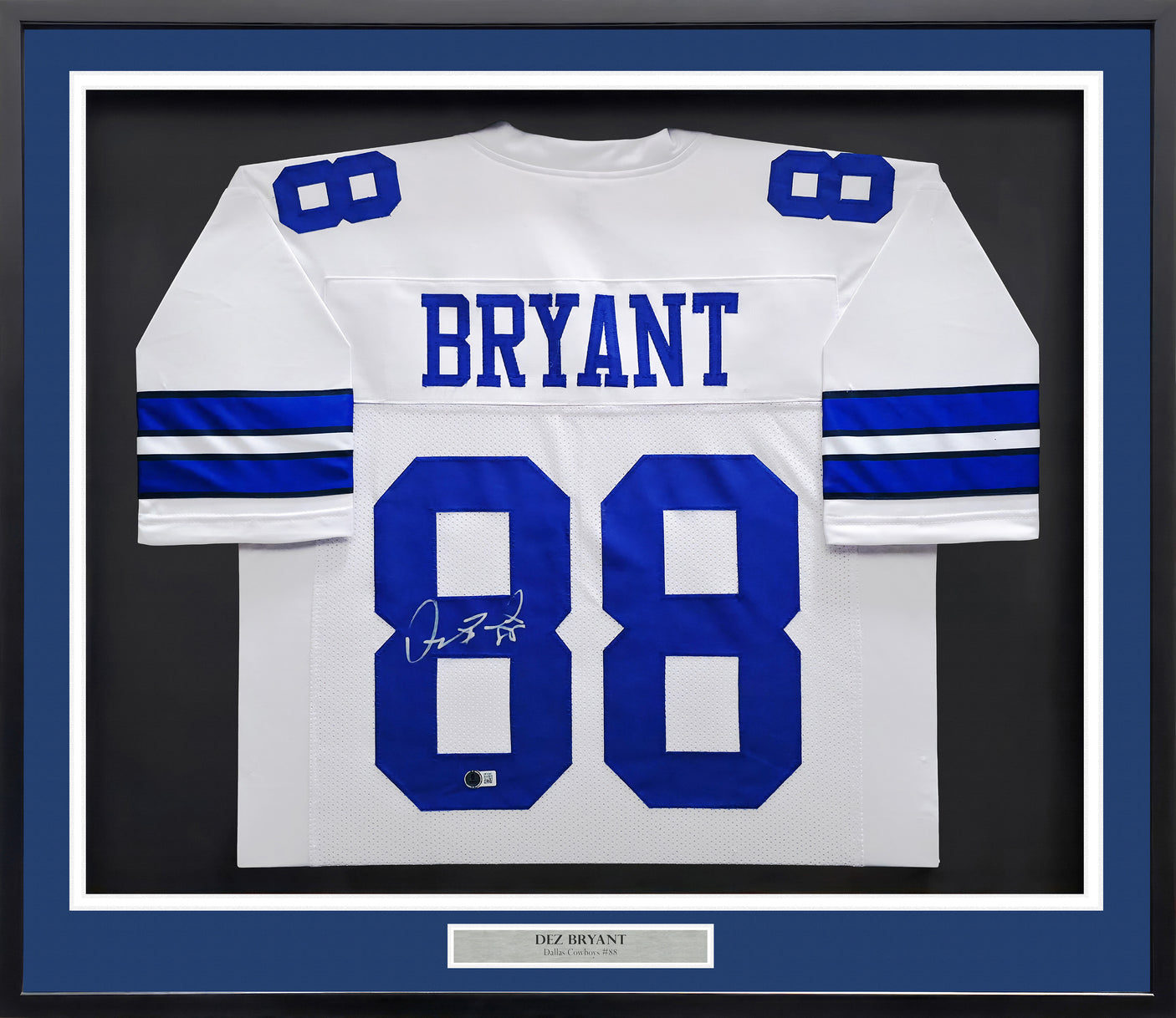 Dallas Cowboys Dez Bryant Autographed Framed White Jersey Beckett BAS Witness Stock #239061