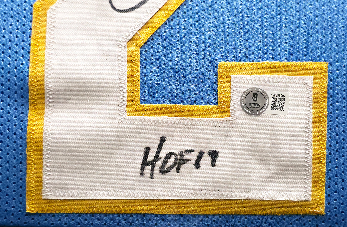 San Diego Chargers LaDainian Tomlinson Autographed Framed Powder Blue Jersey "HOF 17" Beckett BAS Witness Stock #239064