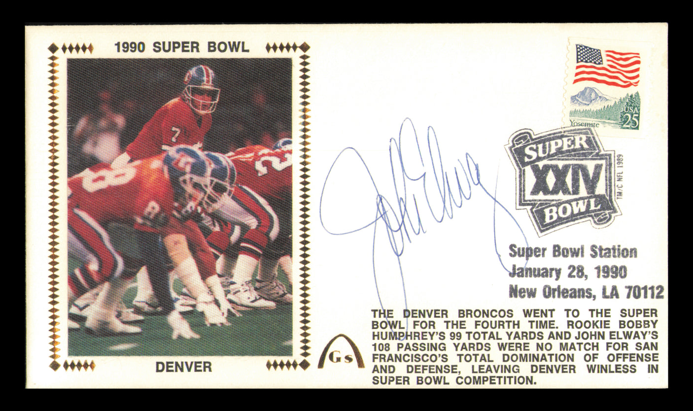 John Elway Autographed 1990 First Day Cover Denver Broncos SKU #239088