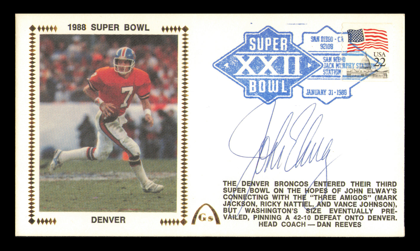John Elway Autographed 1988 First Day Cover Denver Broncos SKU #239089