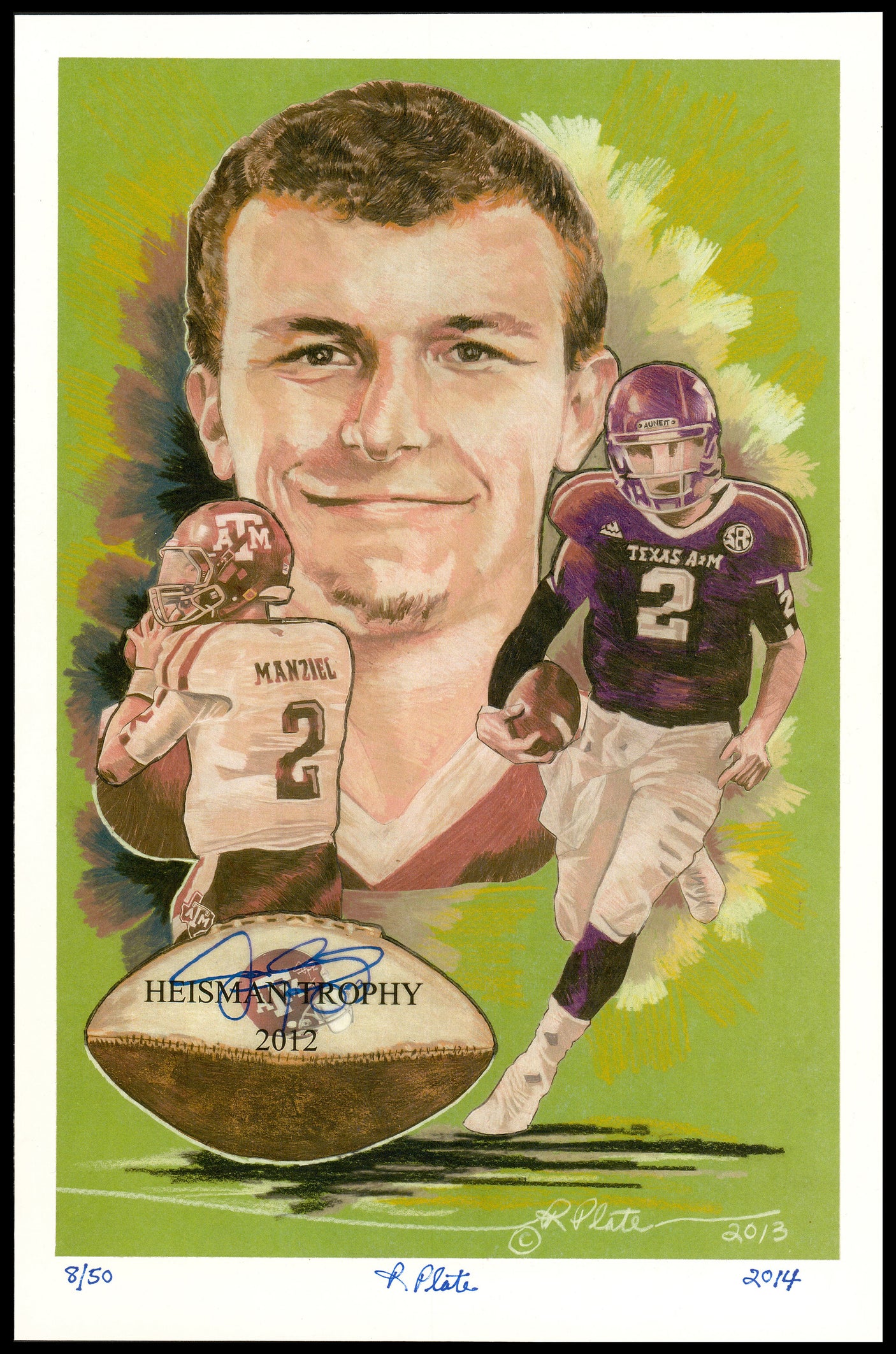 Johnny Manziel Autographed 11x16.5 Photo Texas A&M #8/50 SKU #239100