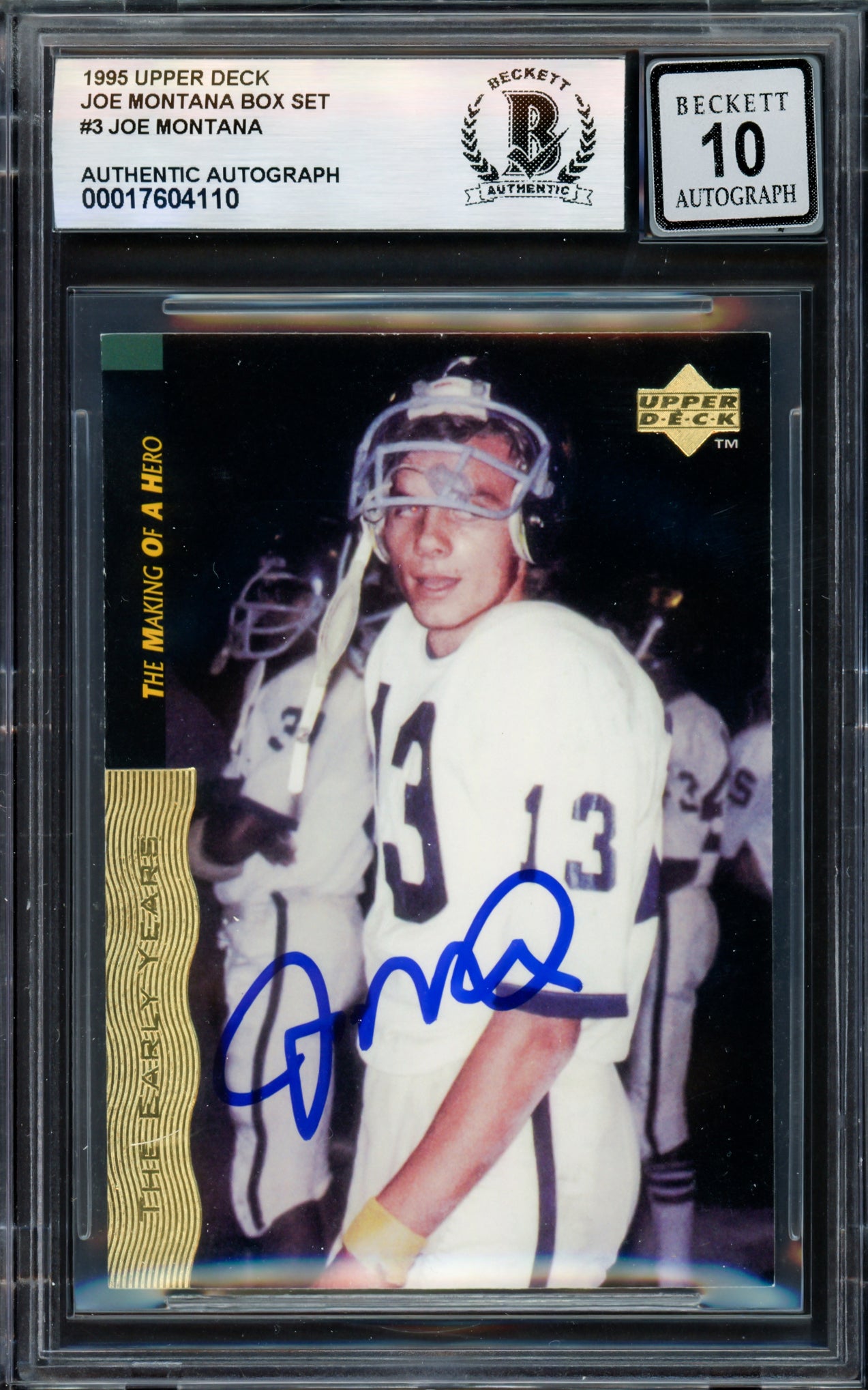 Joe Montana Autographed 1995 Upper Deck Card #3 San Francisco 49ers Auto Grade Gem Mint 10 Beckett BAS #17604110