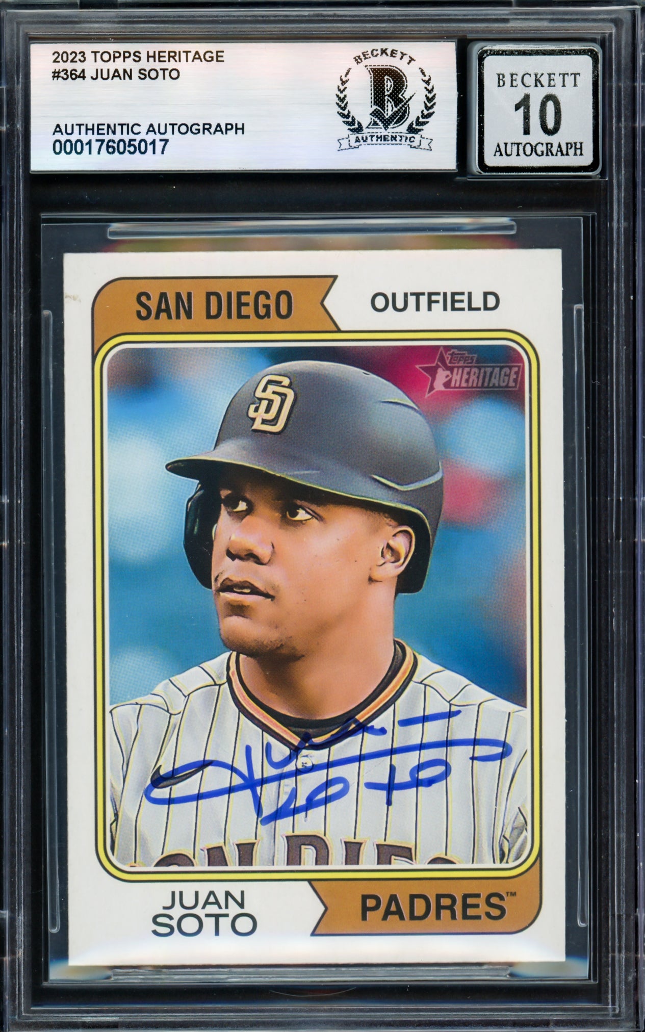 Juan Soto Autographed 2023 Topps Heritage Card #364 San Diego Padres Auto Grade Gem Mint 10 Beckett BAS #17605017