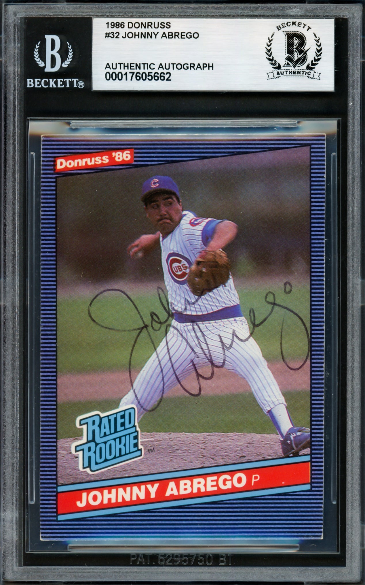 Johnny Abrego Autographed 1986 Donruss Rookie Card #32 Chicago Cubs Beckett BAS #17605662