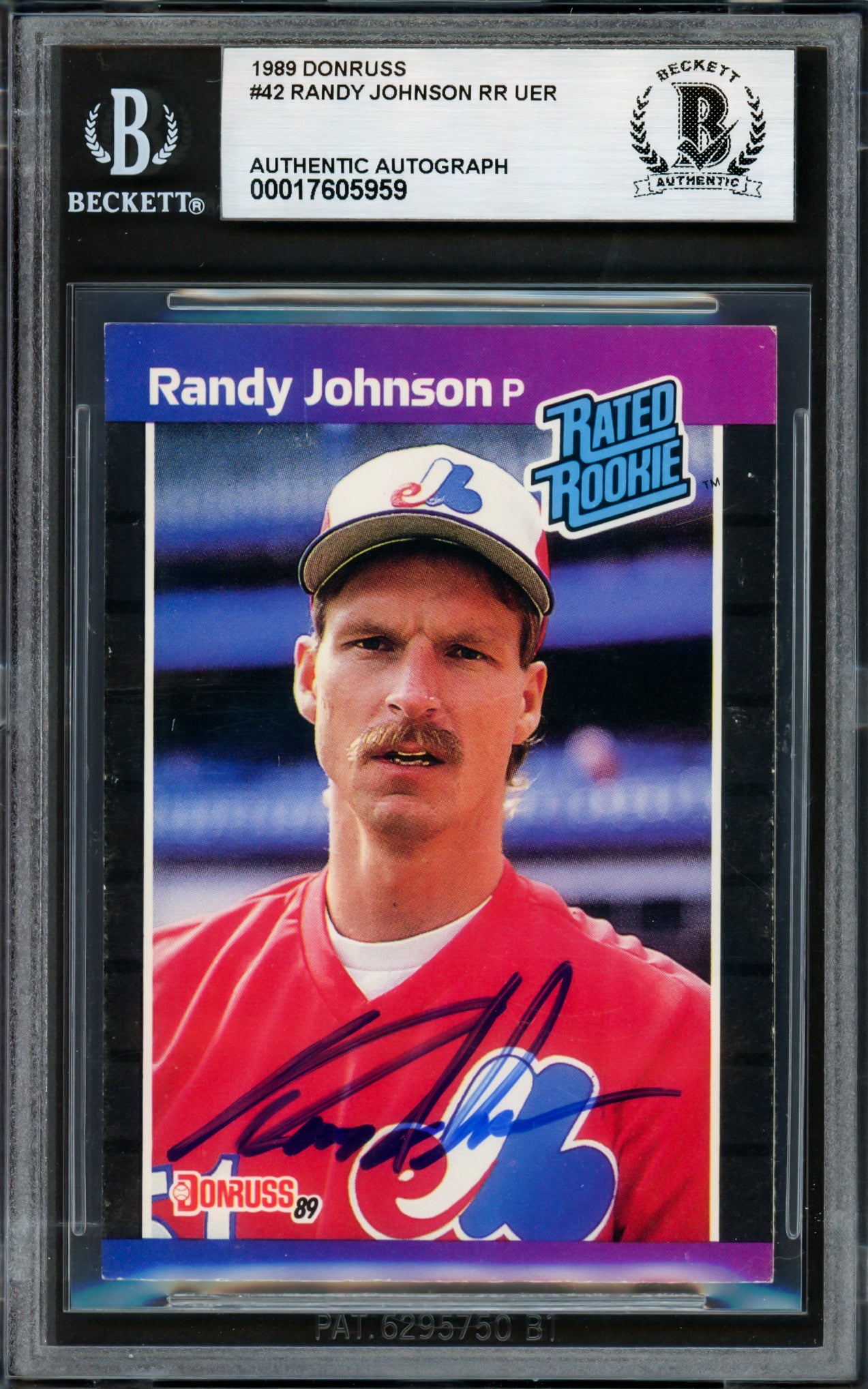 Randy Johnson Autographed 1989 Donruss Rookie Card #42 Montreal Expos Vintage Rookie Signature Beckett BAS #17605959