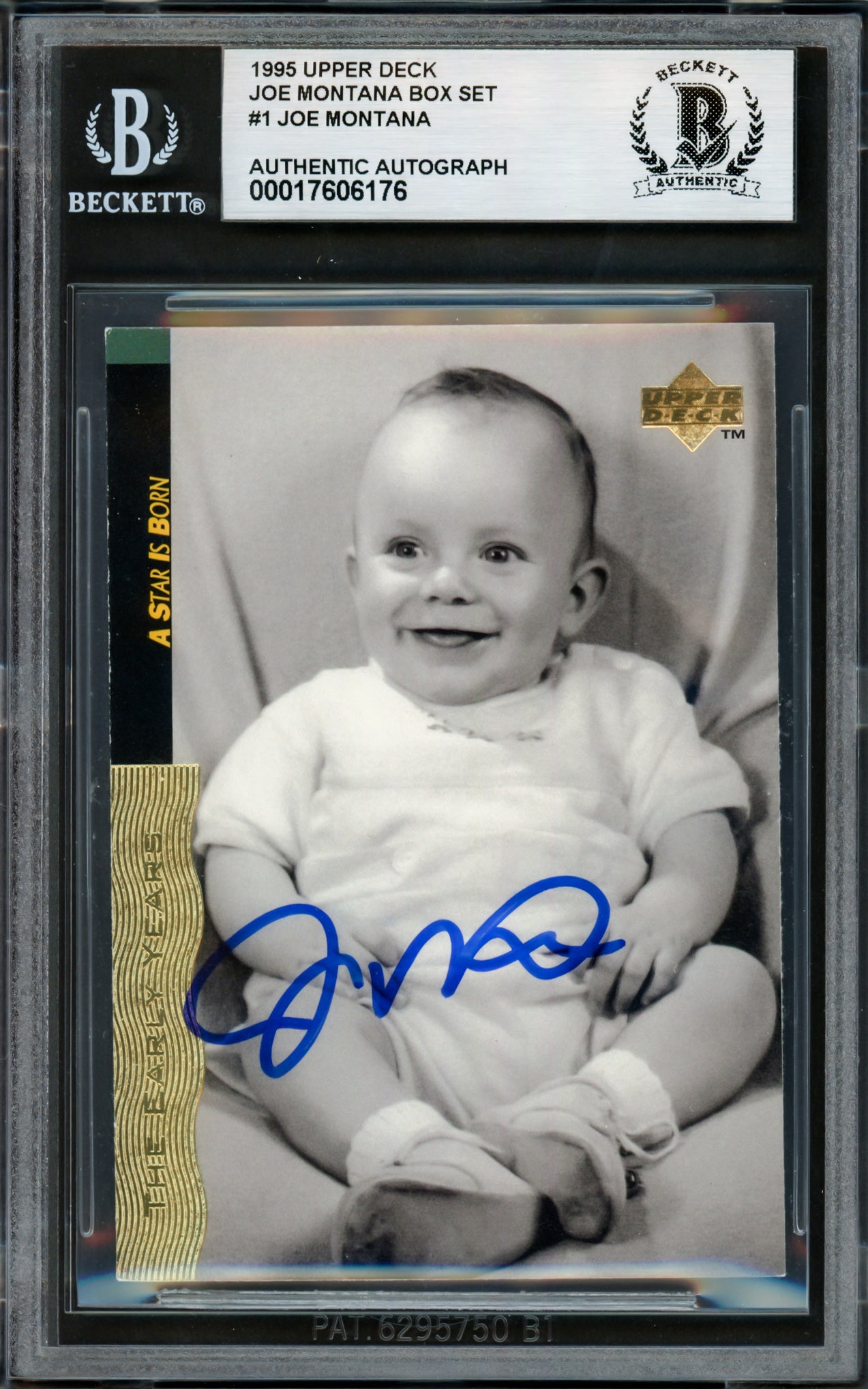 Joe Montana Autographed 1995 Upper Deck Card #1 San Francisco 49ers Beckett BAS #17606176