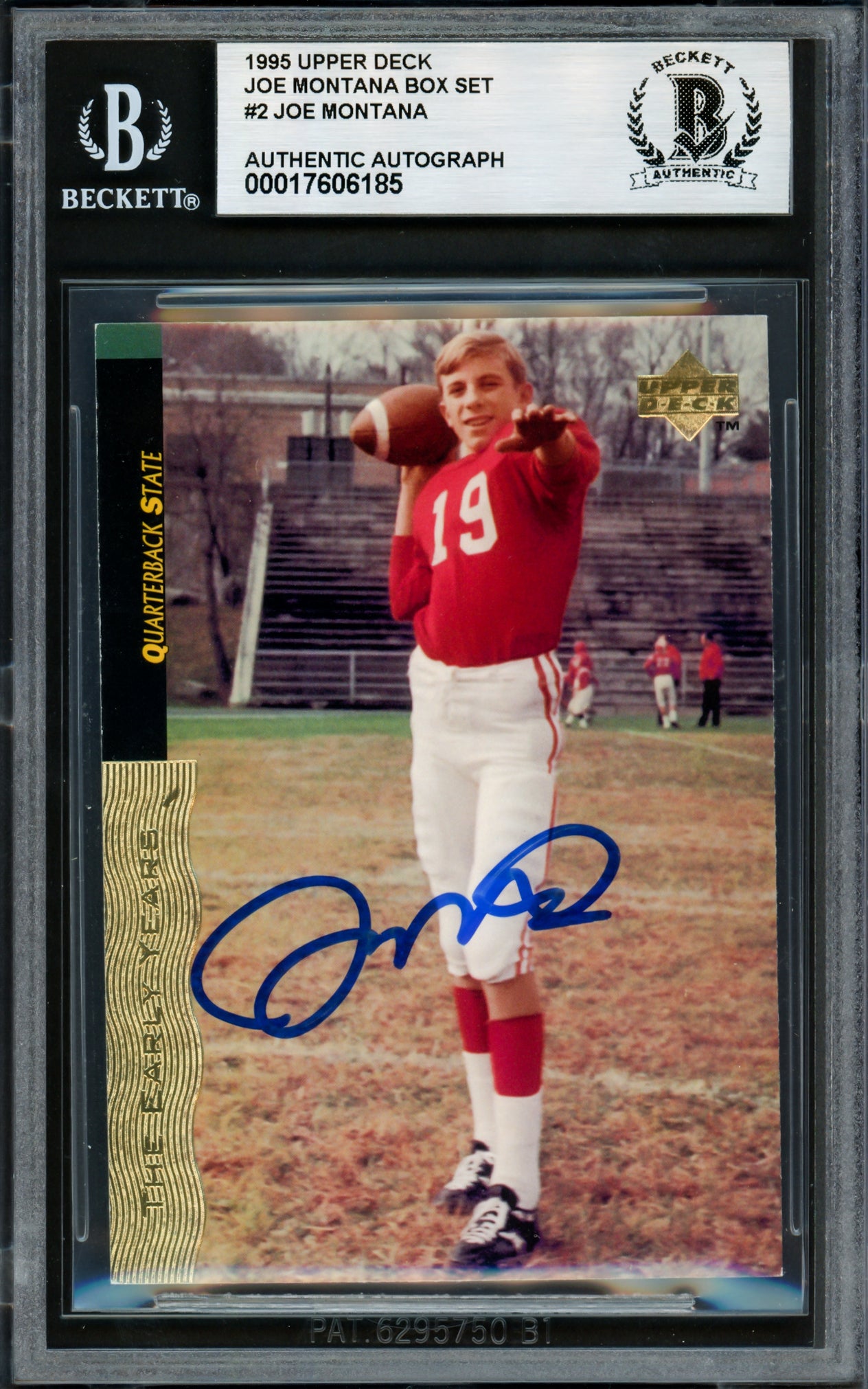 Joe Montana Autographed 1995 Upper Deck Card #2 San Francisco 49ers Beckett BAS #17606185