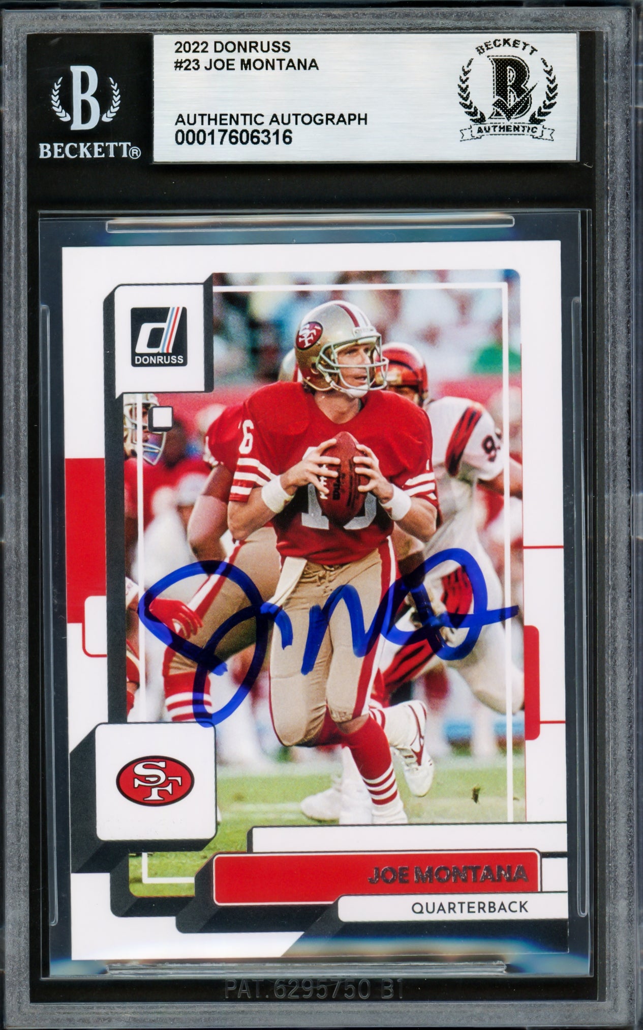 Joe Montana Autographed 2022 Donruss Card #23 San Francisco 49ers Beckett BAS #17606316
