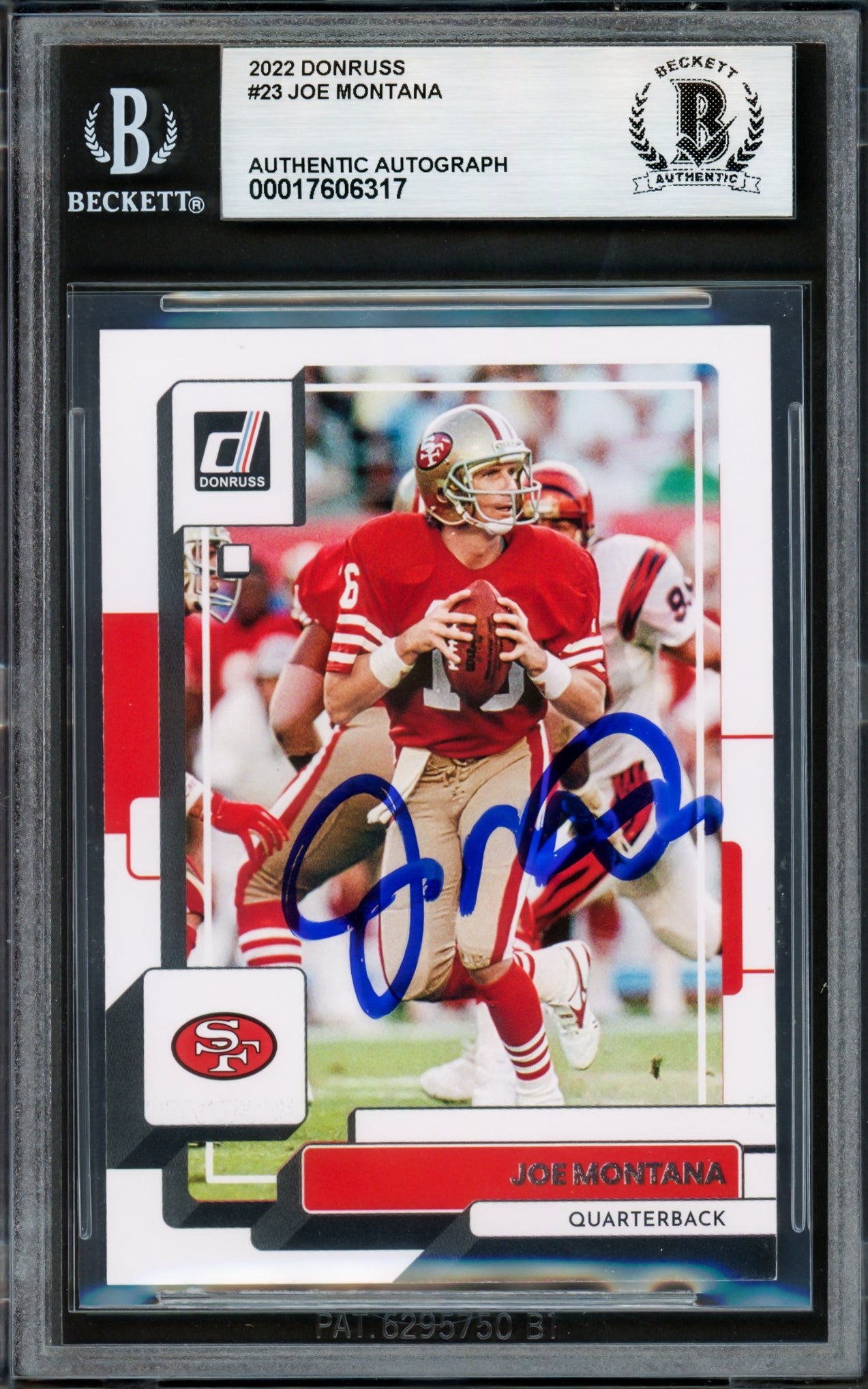 Joe Montana Autographed 2022 Donruss Card #23 San Francisco 49ers Beckett BAS #17606317