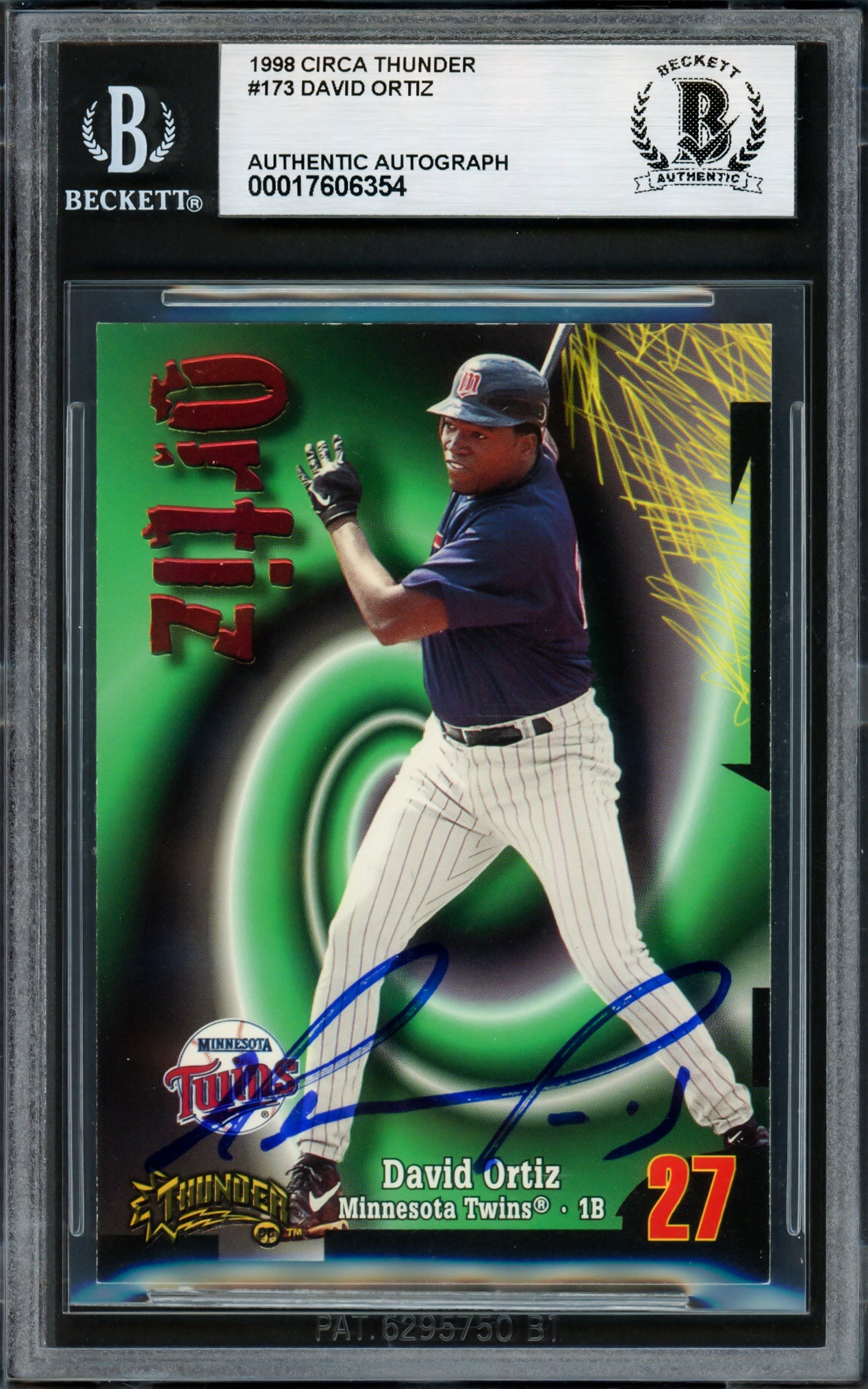 David Ortiz Autographed 1998 Circa Thunder Rookie Card #173 Boston Red Sox Beckett BAS #17606354