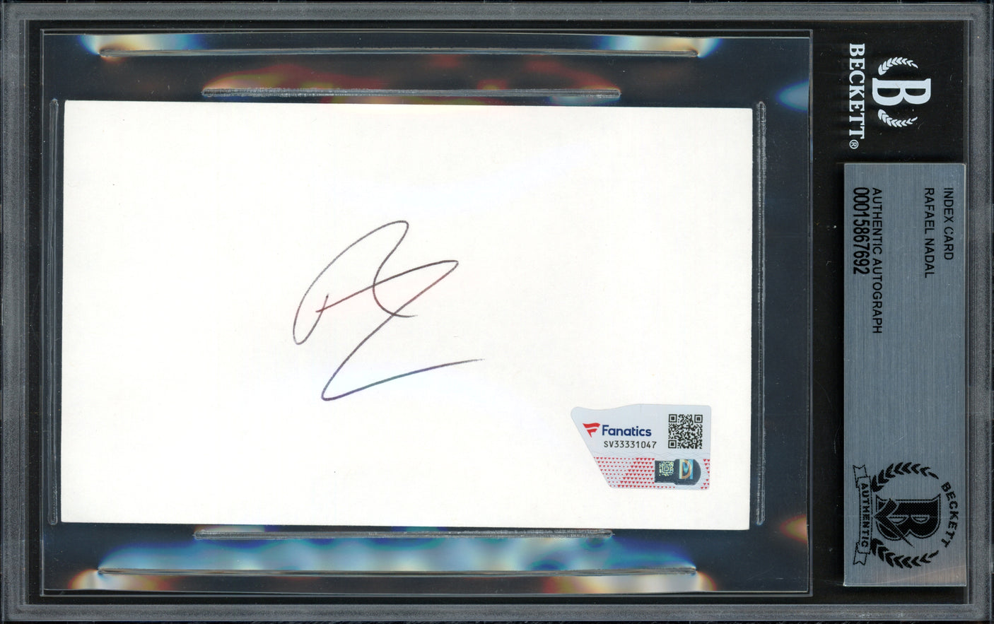 Rafael Nadal Autographed 3x5 Index Card Fanatics Holo & Beckett BAS #15867692