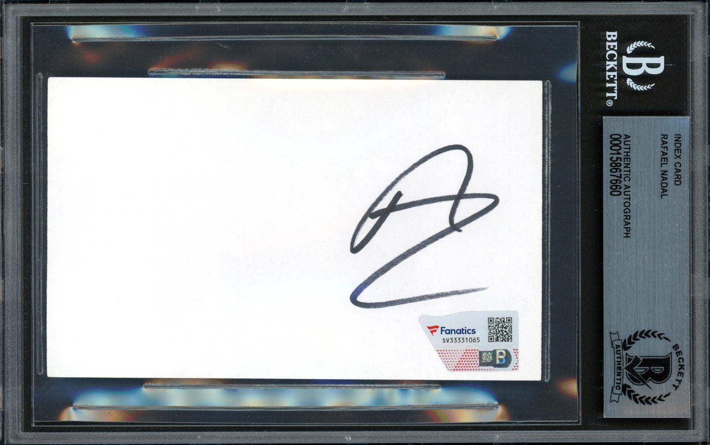 Rafael Nadal Autographed 3x5 Index Card Fanatics Holo & Beckett BAS #15867660