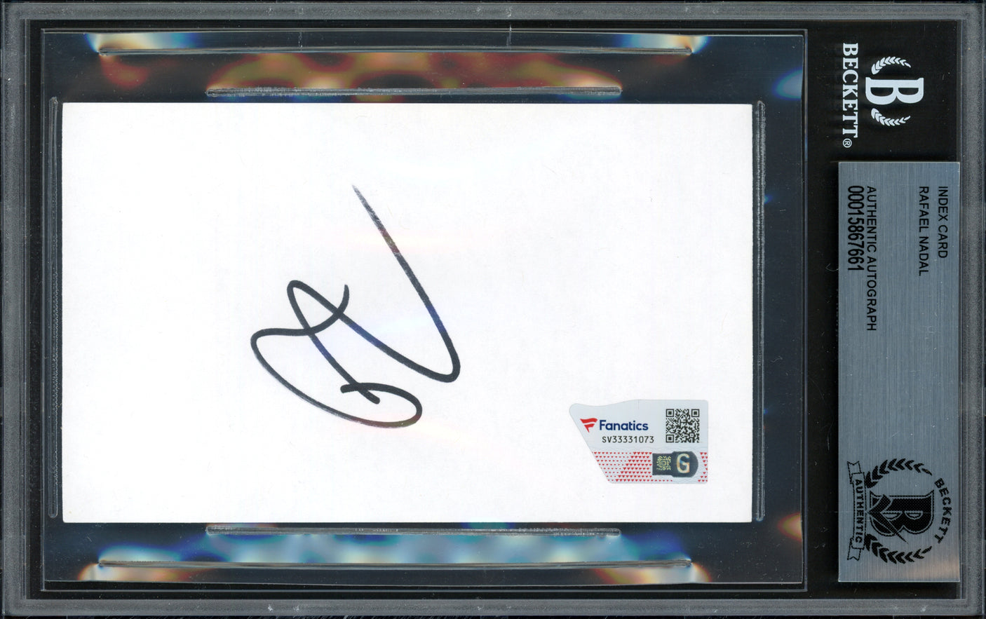 Rafael Nadal Autographed 3x5 Index Card Fanatics Holo & Beckett BAS #15867661
