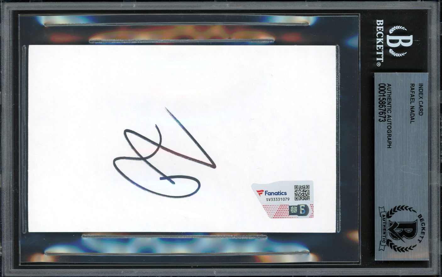 Rafael Nadal Autographed 3x5 Index Card Fanatics Holo & Beckett BAS #15867673
