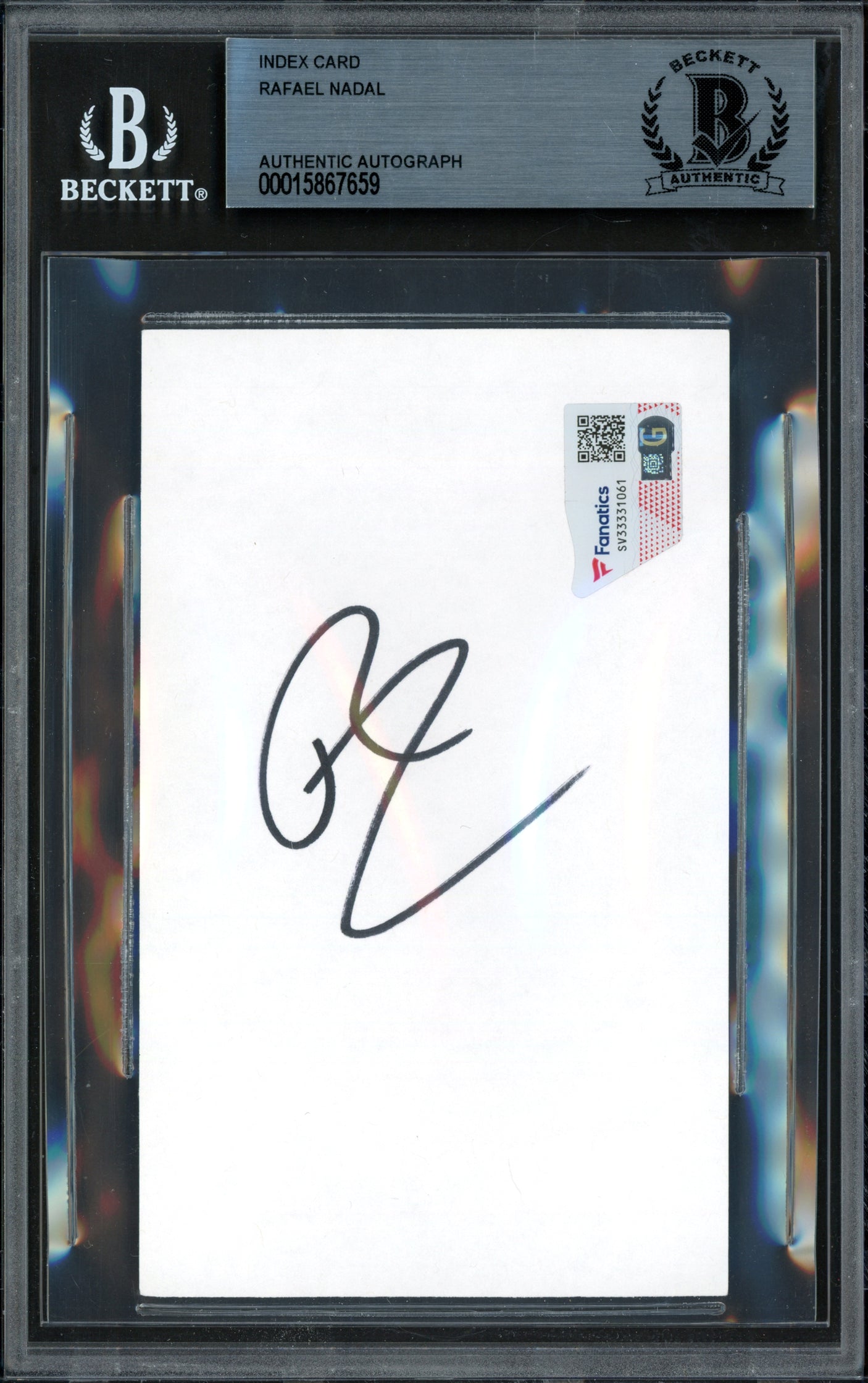 Rafael Nadal Autographed 3x5 Index Card Fanatics Holo & Beckett BAS #15867659
