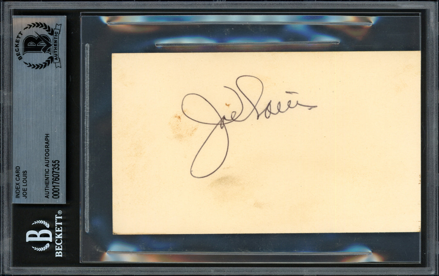Joe Louis Autographed 3x5 Index Card Beckett BAS #17607355