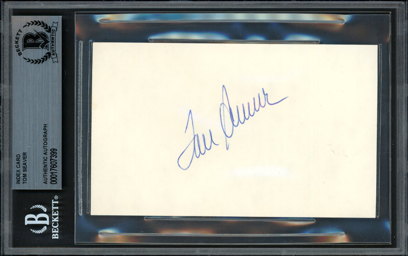 Tom Seaver Autographed 3x5 Index Card New York Mets Beckett BAS #17607399
