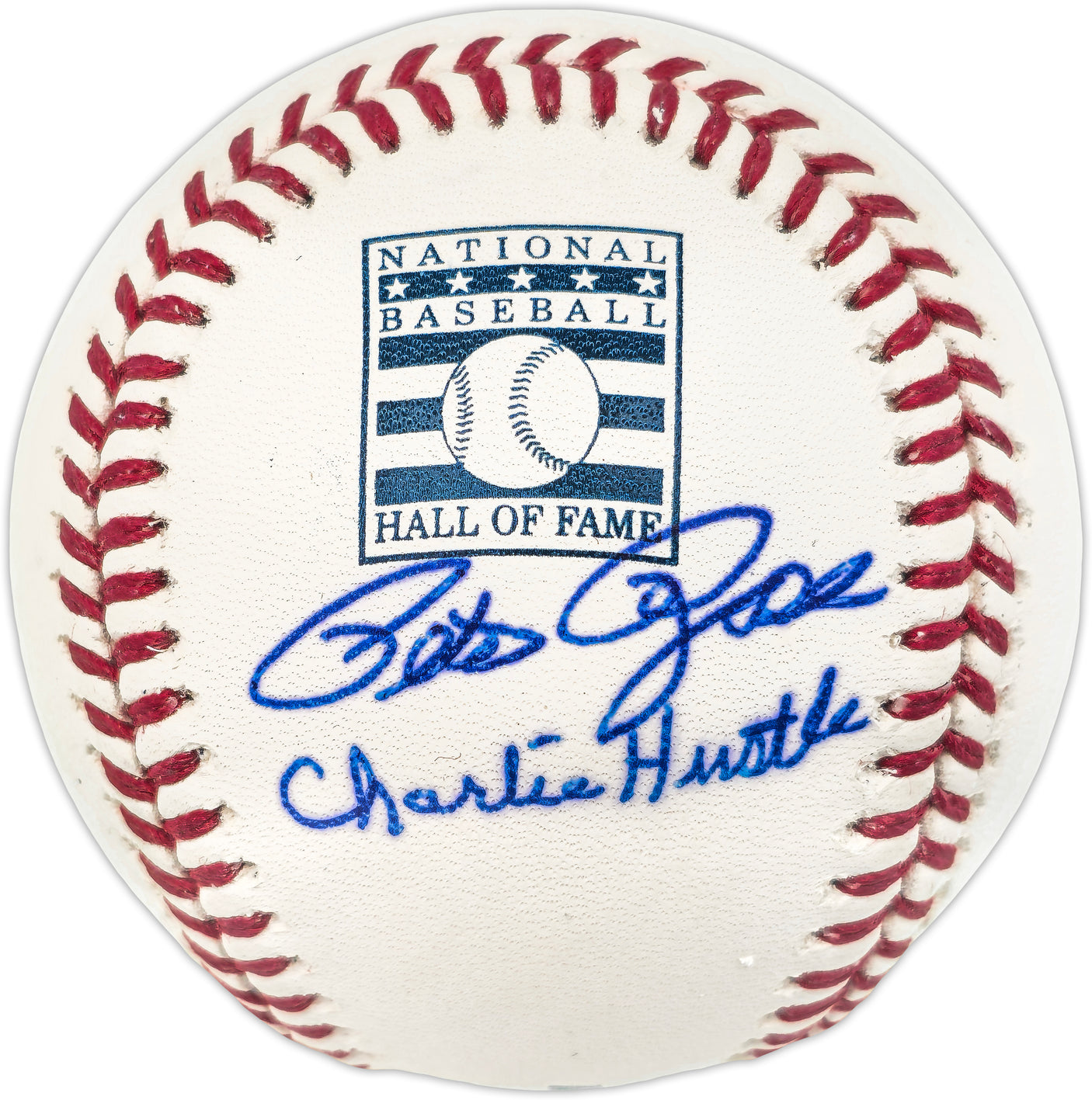 Pete Rose Autographed Official Hall of Fame HOF Logo MLB Baseball Cincinnati Reds "Charlie Hustle" PR Holo SKU #239019