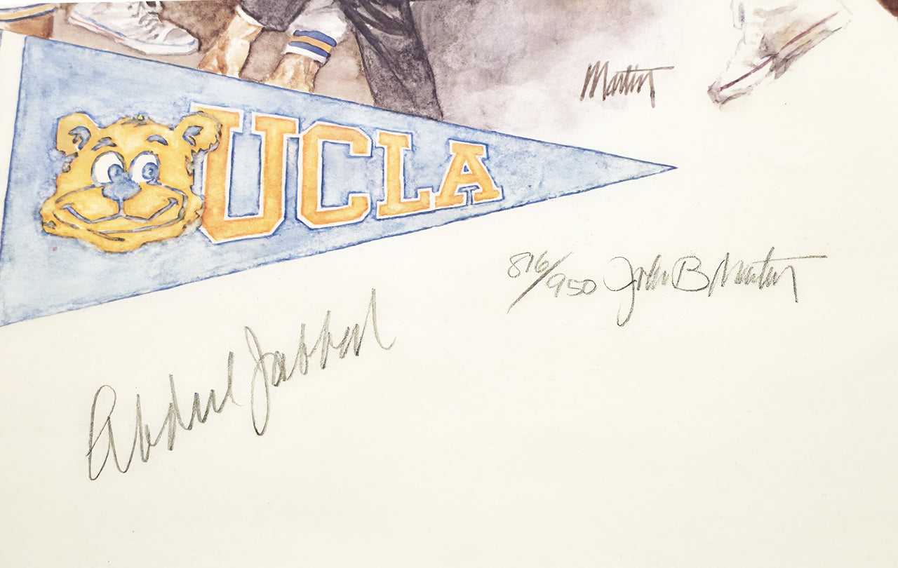Kareem Abdul Jabbar Autographed 22x28 Lithograph UCLA Bruins NCAA Final Four 1960-69 Beckett BAS #BM37171