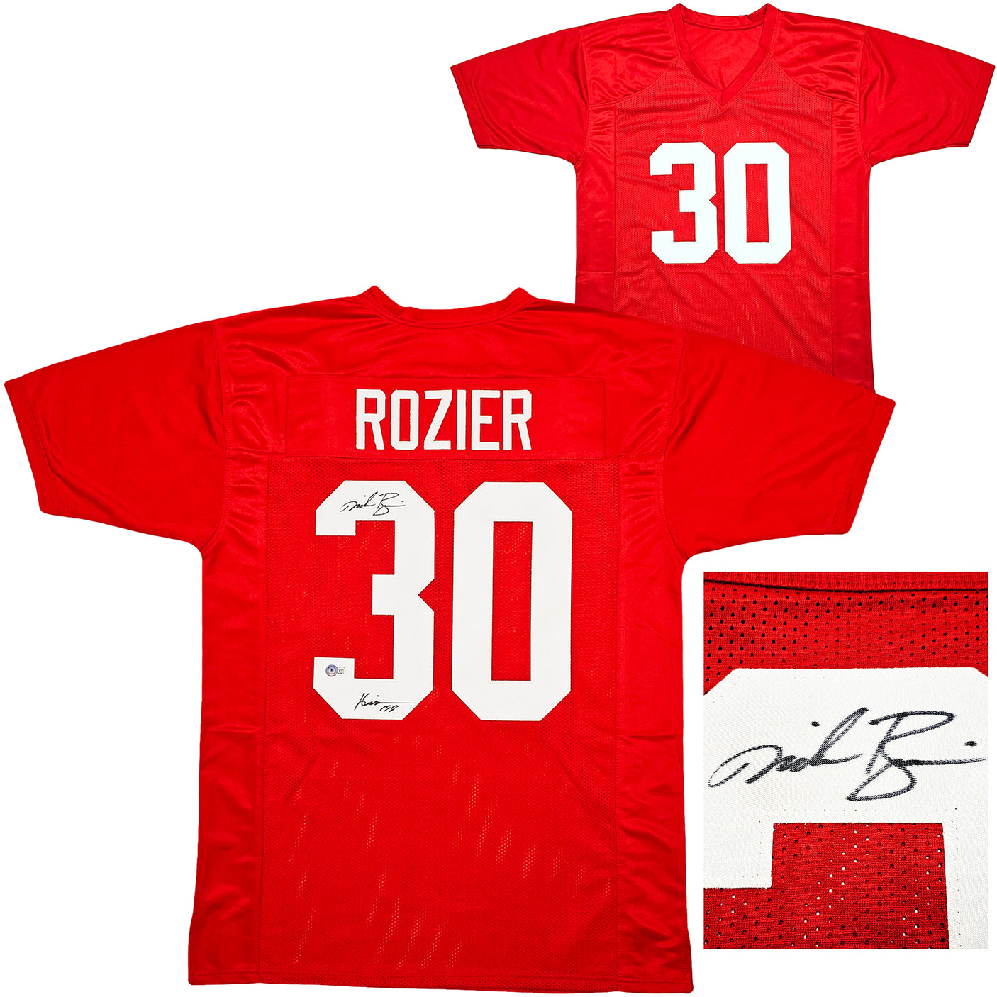 Nebraska Cornhuskers Mike Rozier Autographed Red Jersey "Heisman 1983" Beckett BAS QR Stock #212608