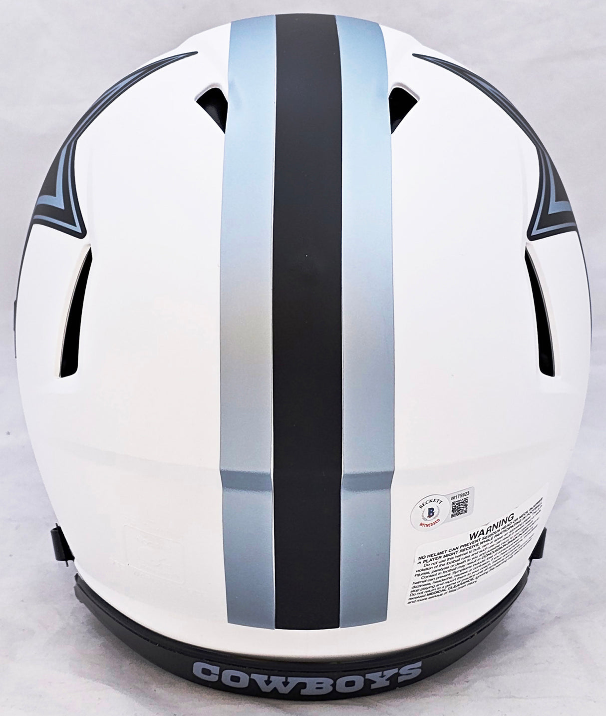 Roger Staubach Autographed Dallas Cowboys Lunar Eclipse White Full Size Authentic Speed Helmet Beckett BAS Witness Stock #212595