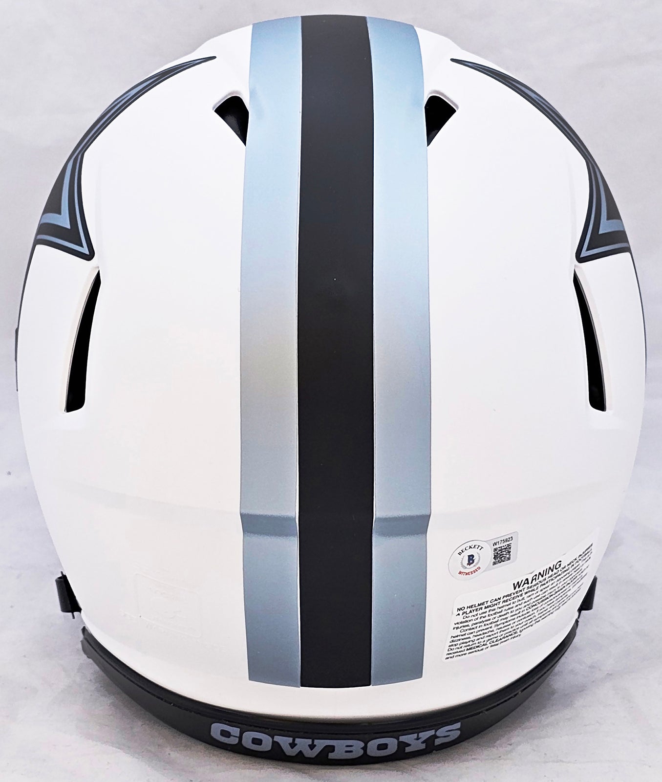 Roger Staubach Autographed Dallas Cowboys Lunar Eclipse White Full Size Authentic Speed Helmet Beckett BAS Witness Stock #212595