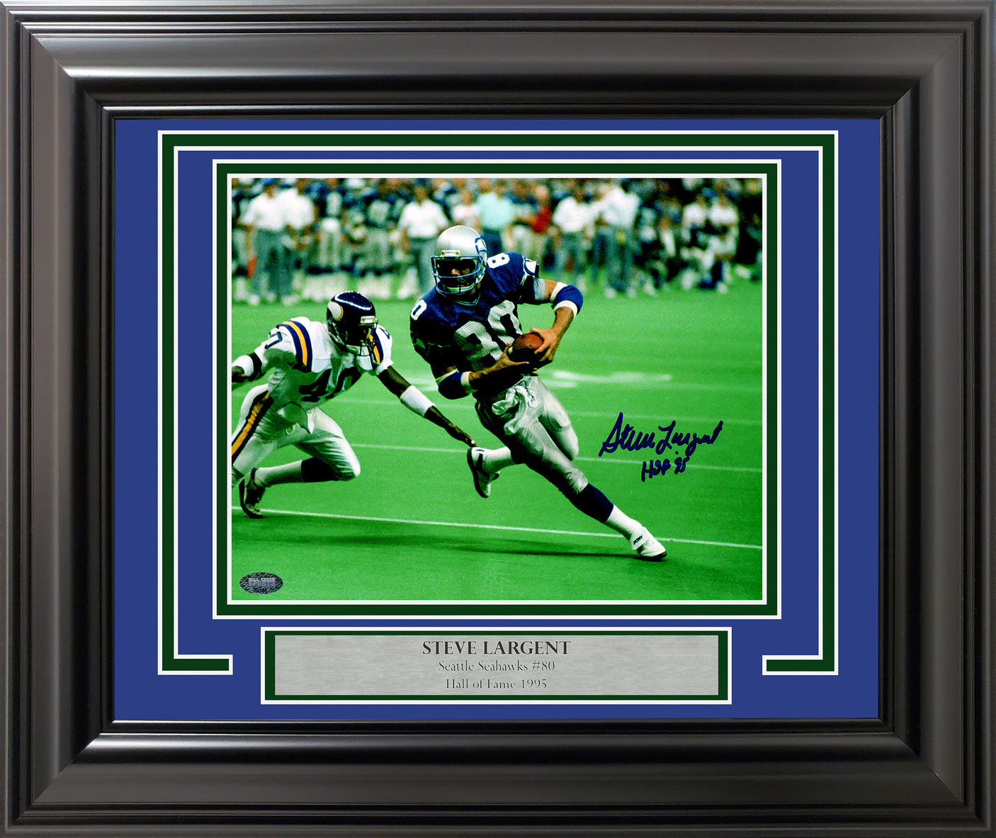 Steve Largent Autographed Framed 8x10 Photo Seattle Seahawks "HOF 95" MCS Holo Stock #212658