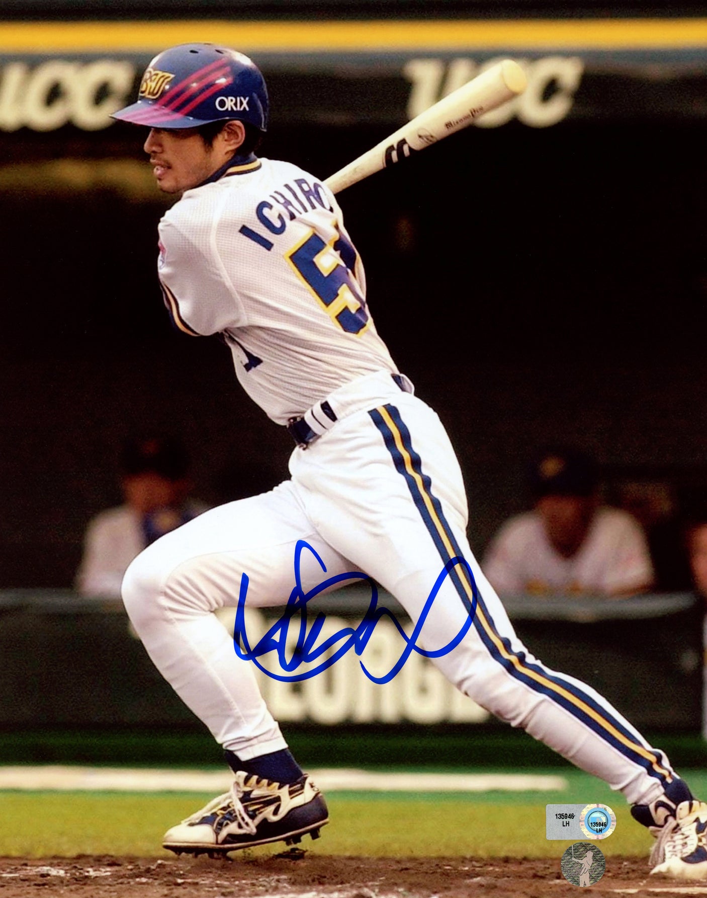 Ichiro Suzuki Autographed 8x10 Photo Orix Blue Wave Hitting IS Holo & MLB Holo Stock #239711
